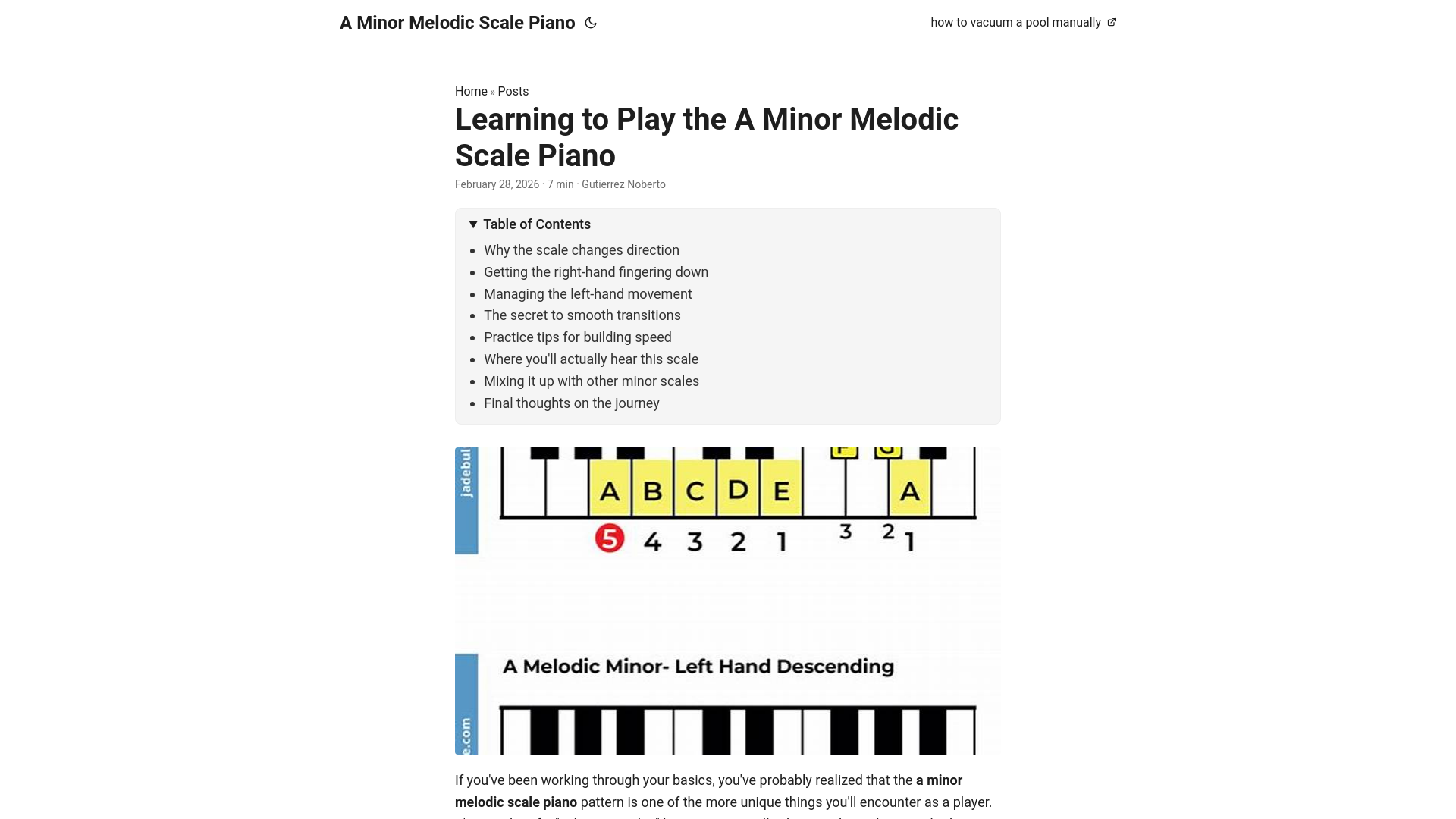 website screenshot of https://a-minor-melodic-scale-piano.pages.dev/