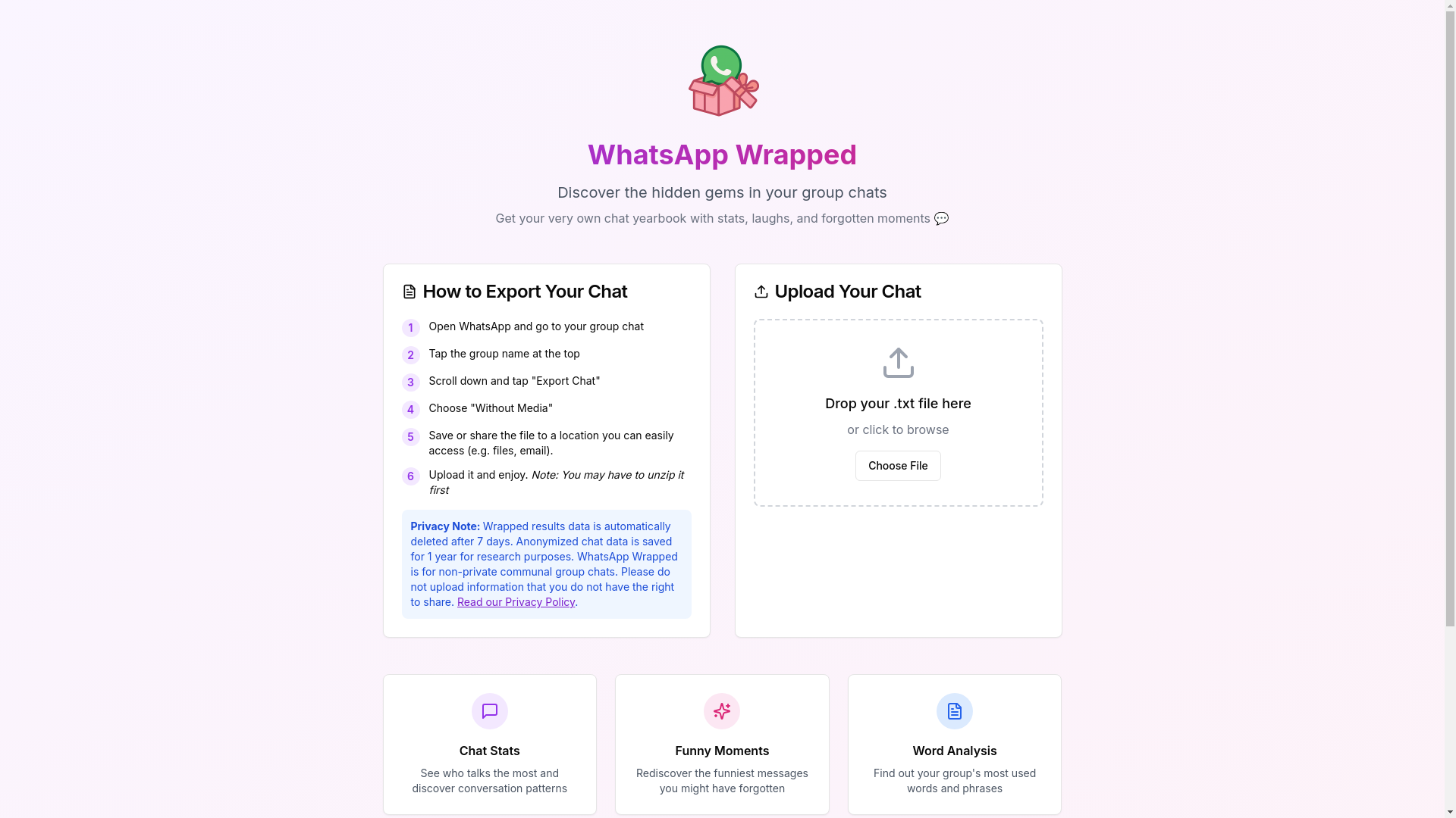 website screenshot of https://chat-wrapped.com/