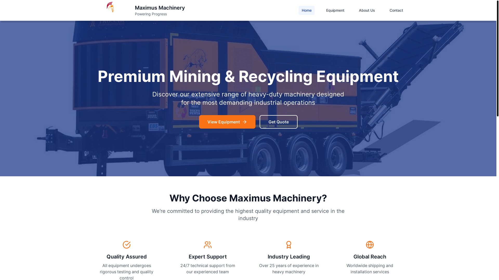 website screenshot of https://maximusmachinery.com.au/