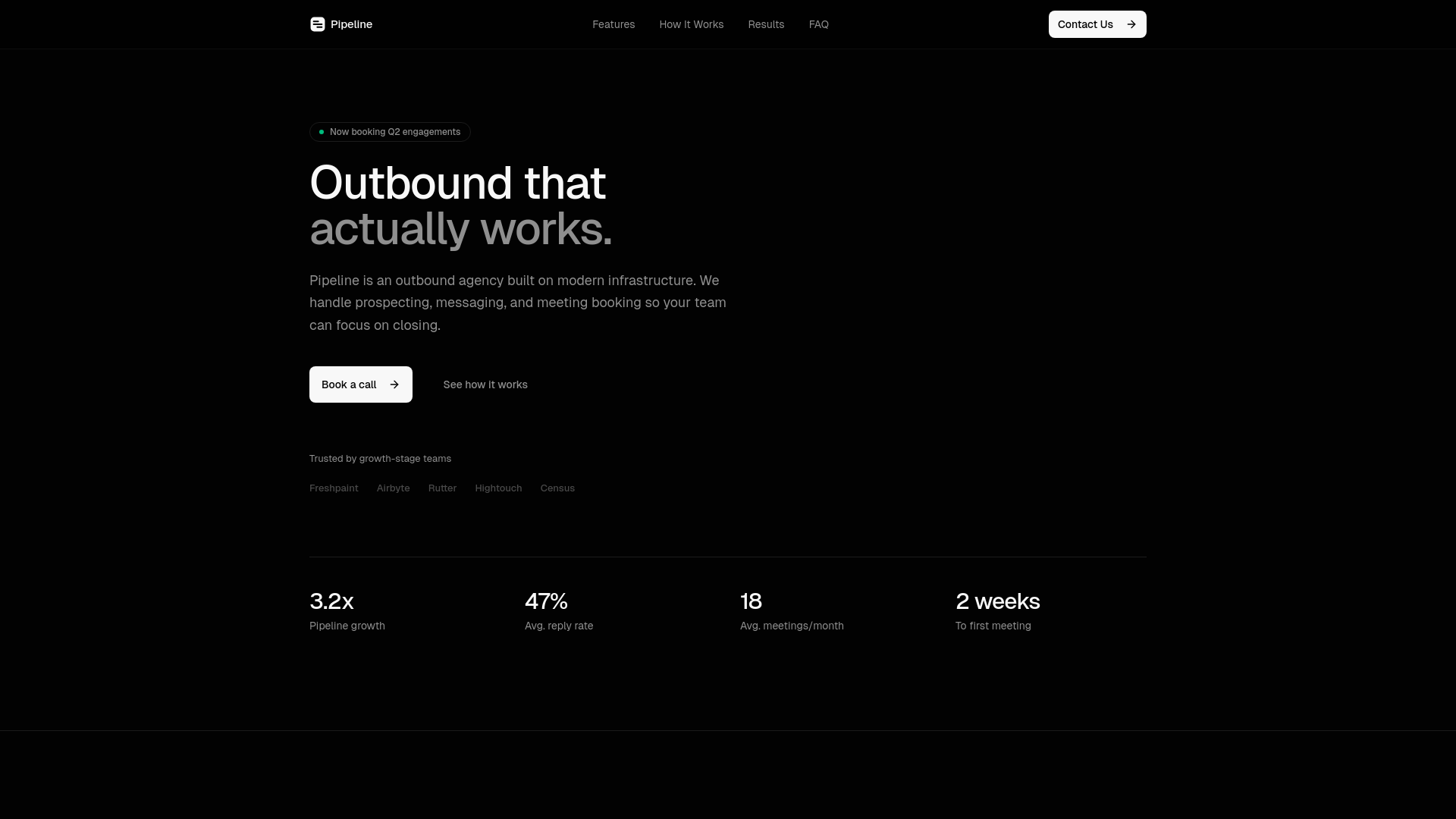 website screenshot of https://getpipeline.agency