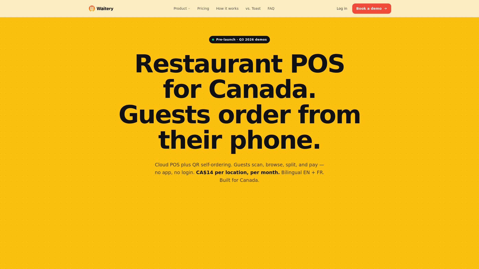 website screenshot of https://waitery-website-bfs1p.kinsta.page