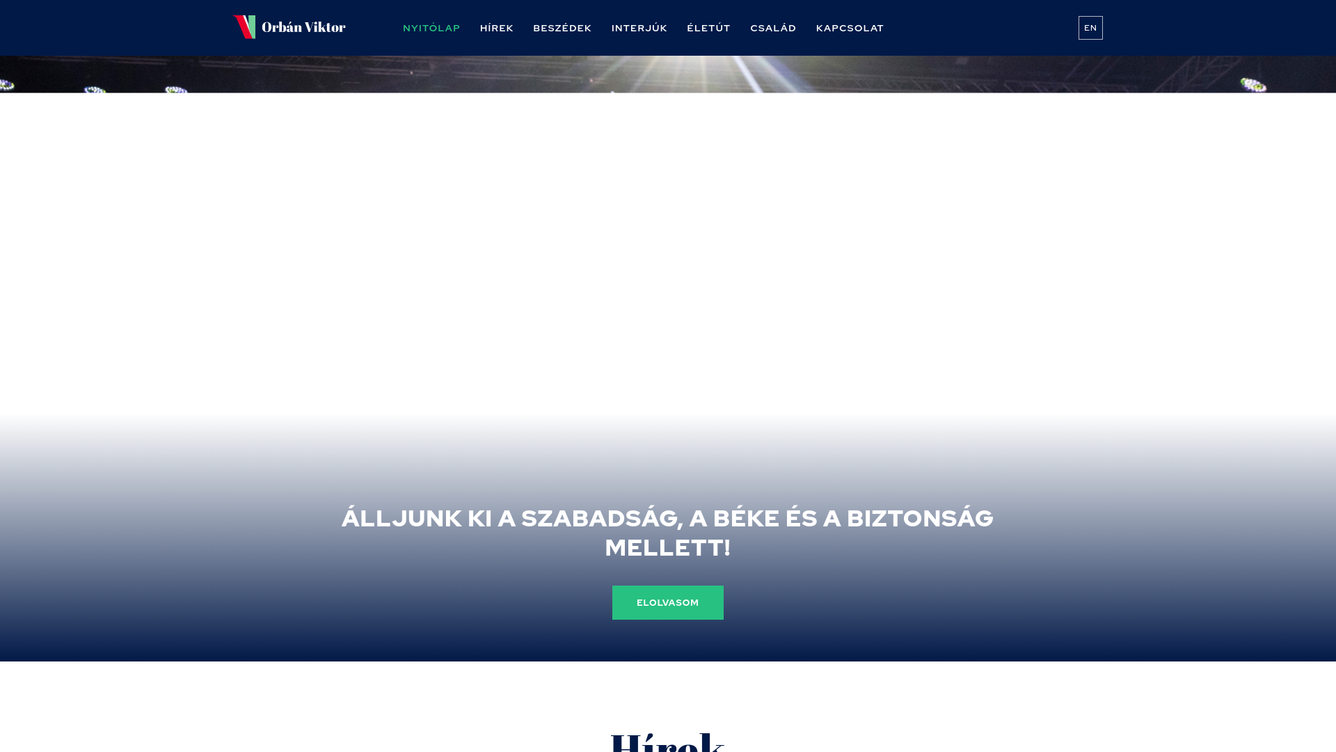 website screenshot of https://miniszterelnok.hu/