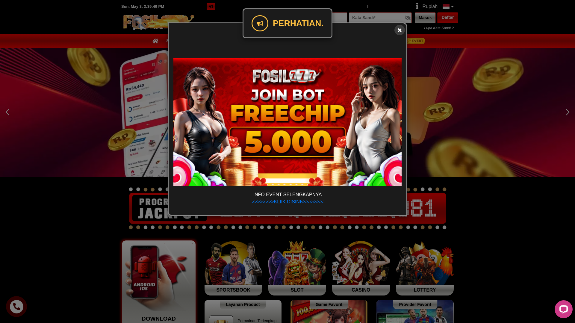 website screenshot of https://31fosil777.com/