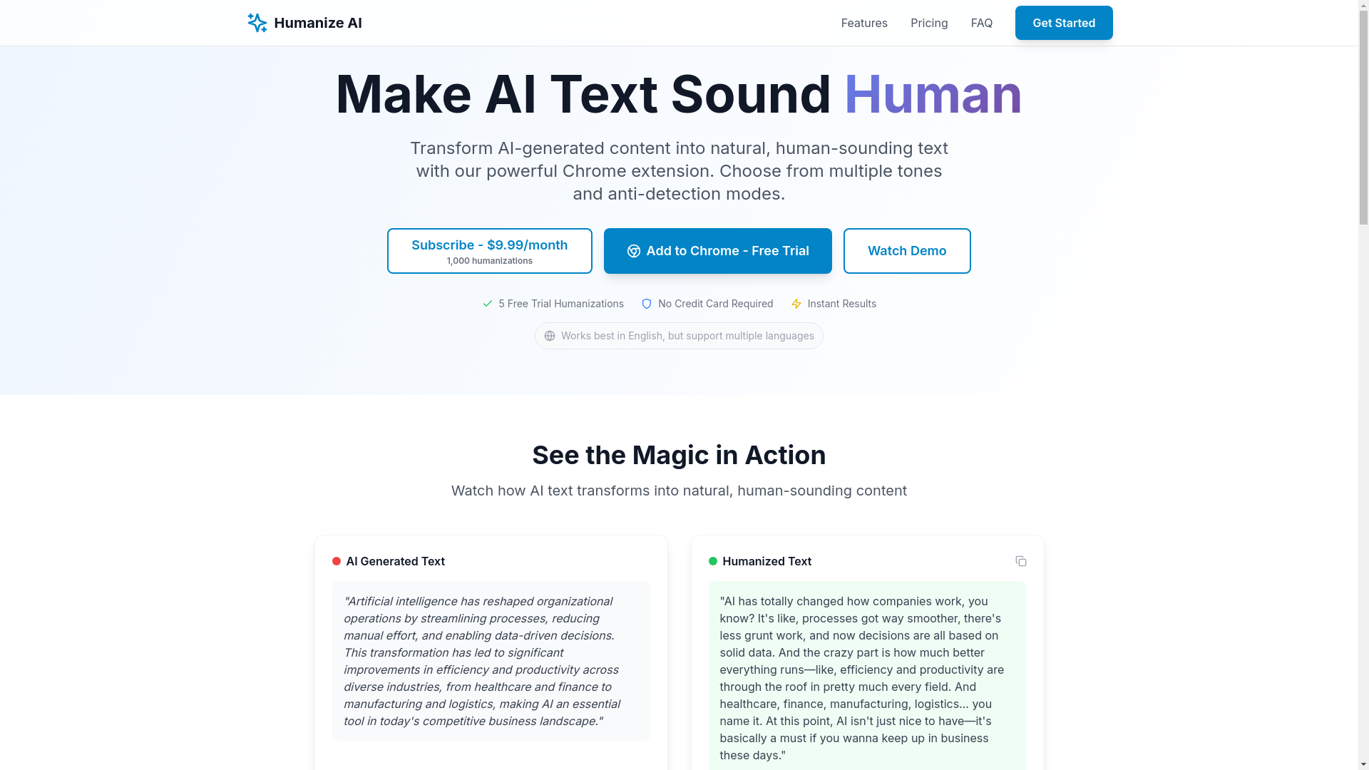website screenshot of https://humanyzeai.com/