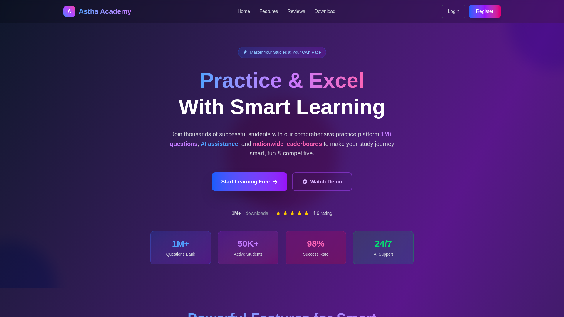 website screenshot of https://asthacademy.com