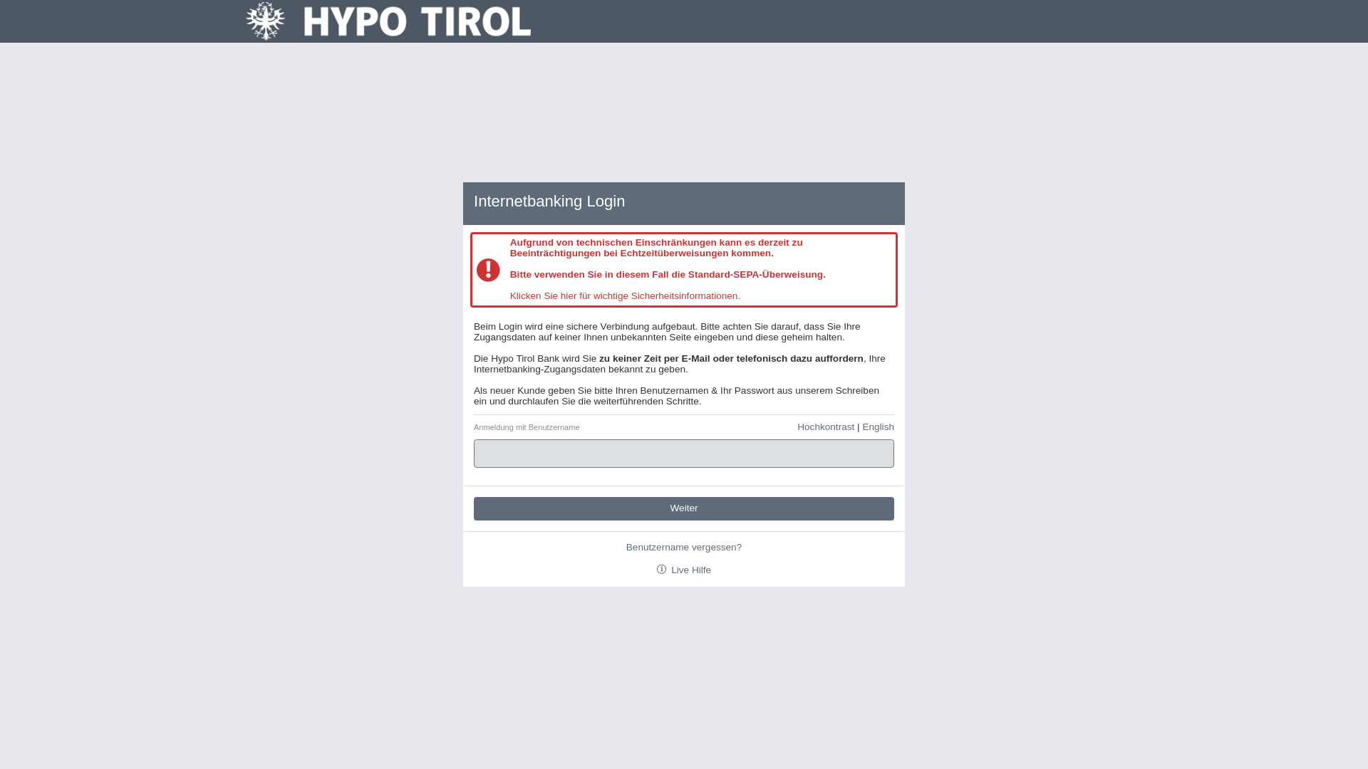 website screenshot of https://hypoonline.hypotirol.com/banking/login.xhtml?m=2