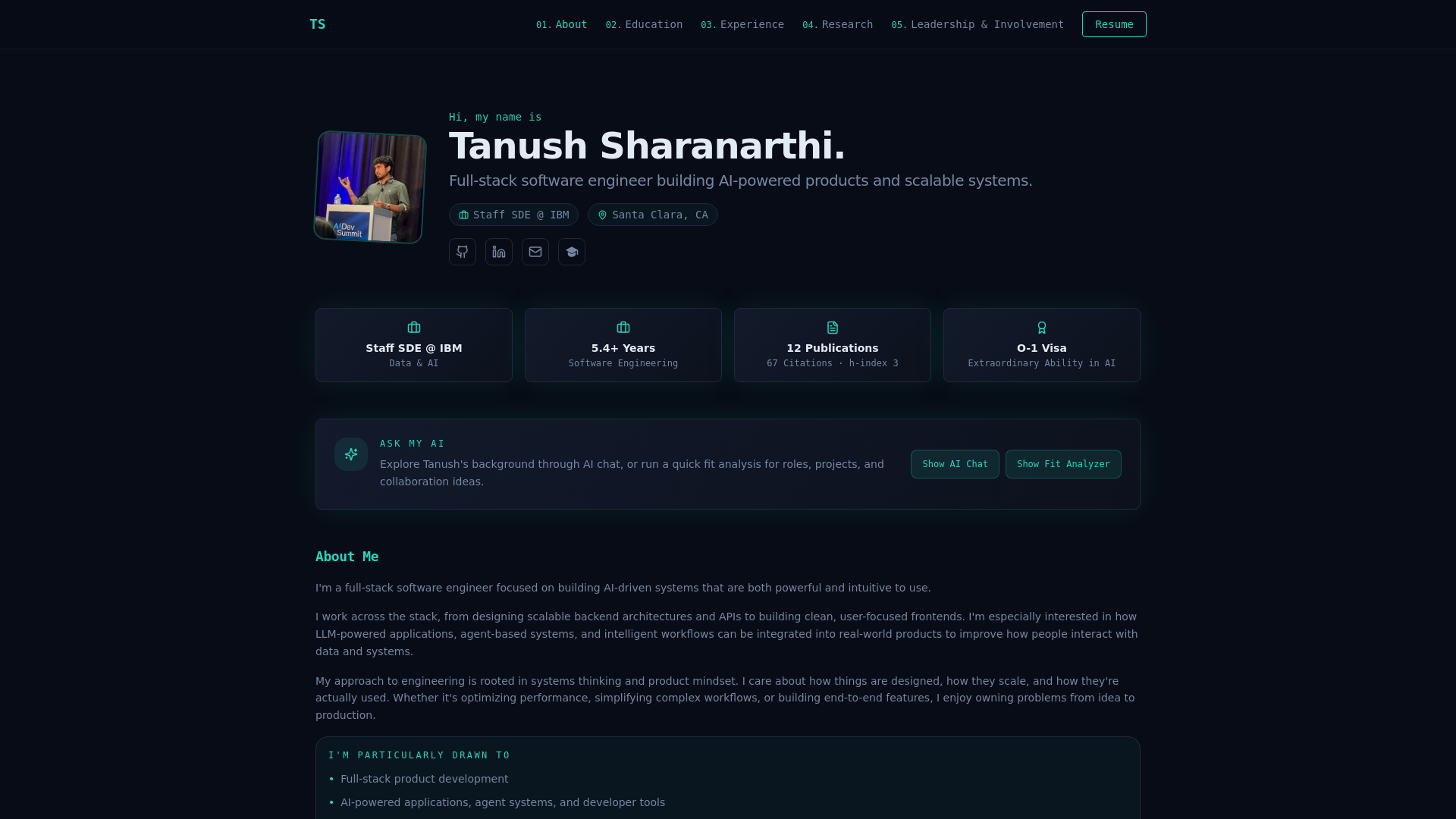 website screenshot of https://tanushsharanarthi.com/