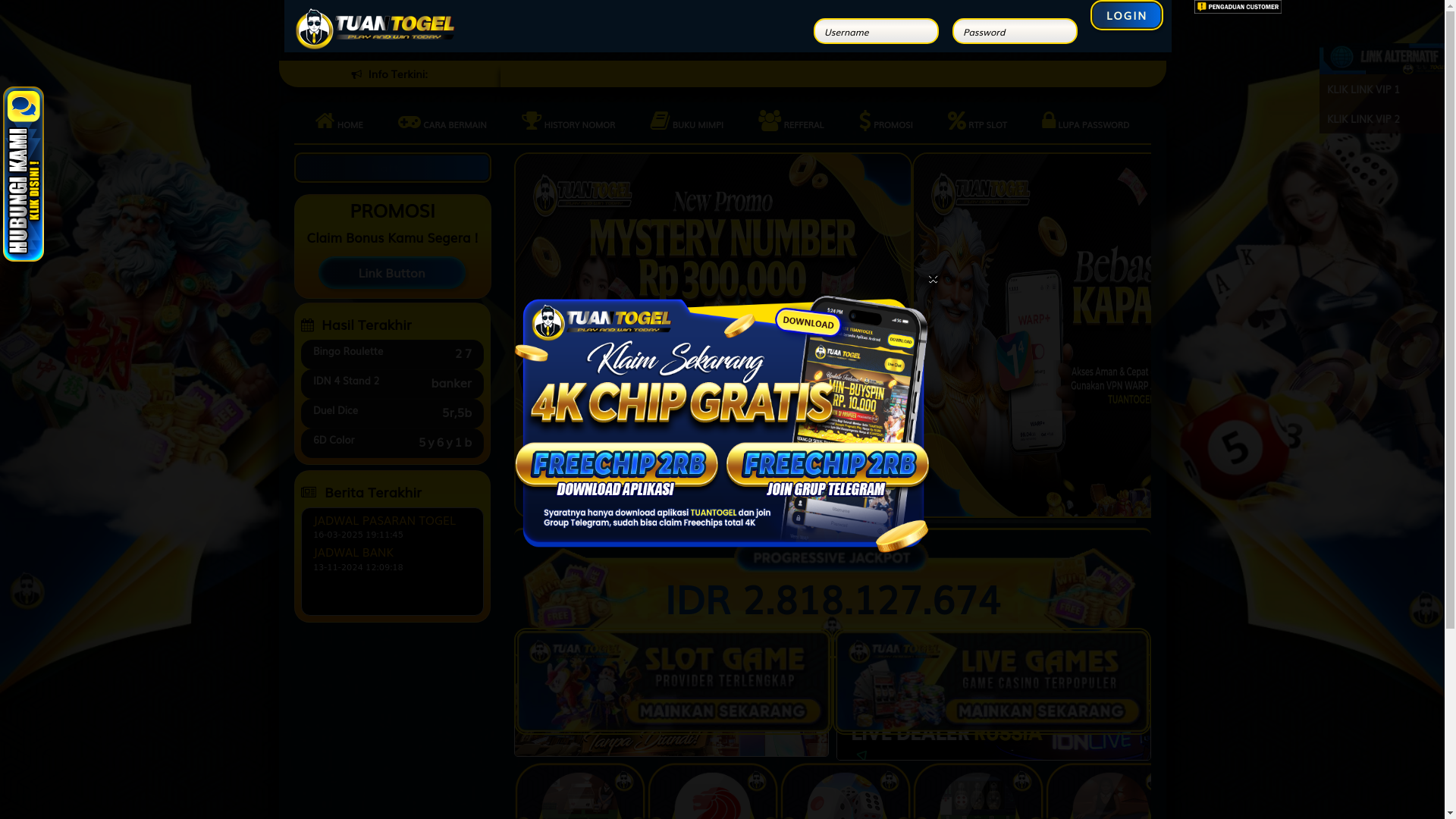 website screenshot of https://tuantogelboss.com/