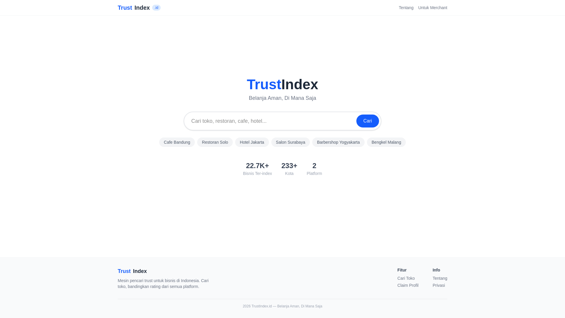website screenshot of https://trustindex.id
