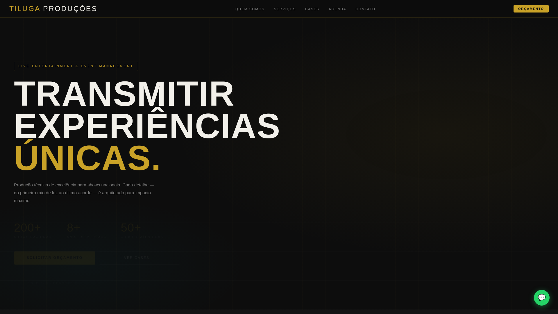 website screenshot of https://tilugaproducoes.com.br