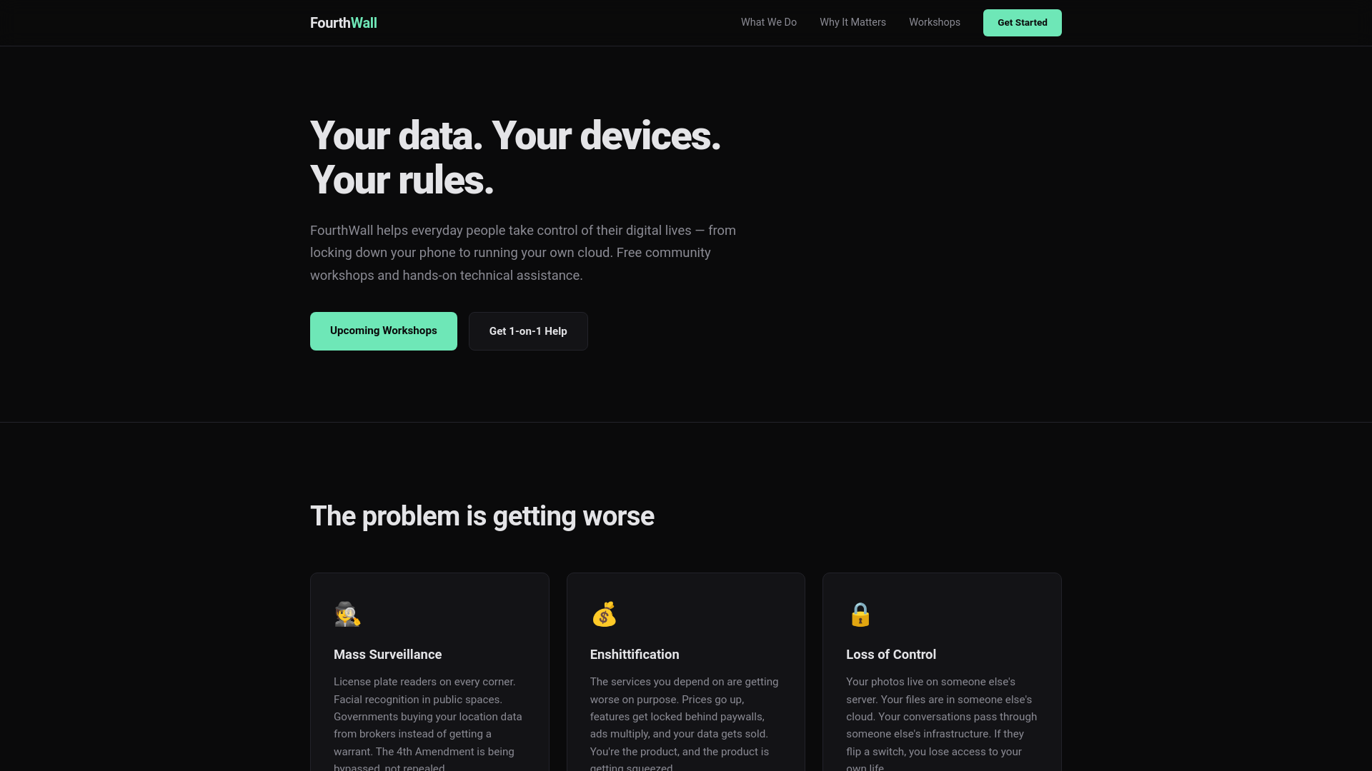 website screenshot of https://fourthwall.pages.dev/