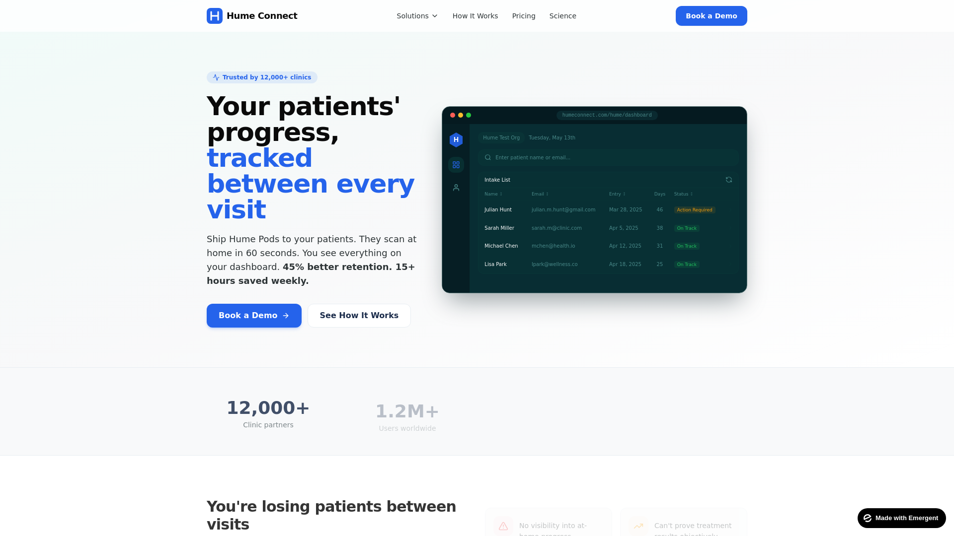 website screenshot of https://humehealthprofessionals.com/