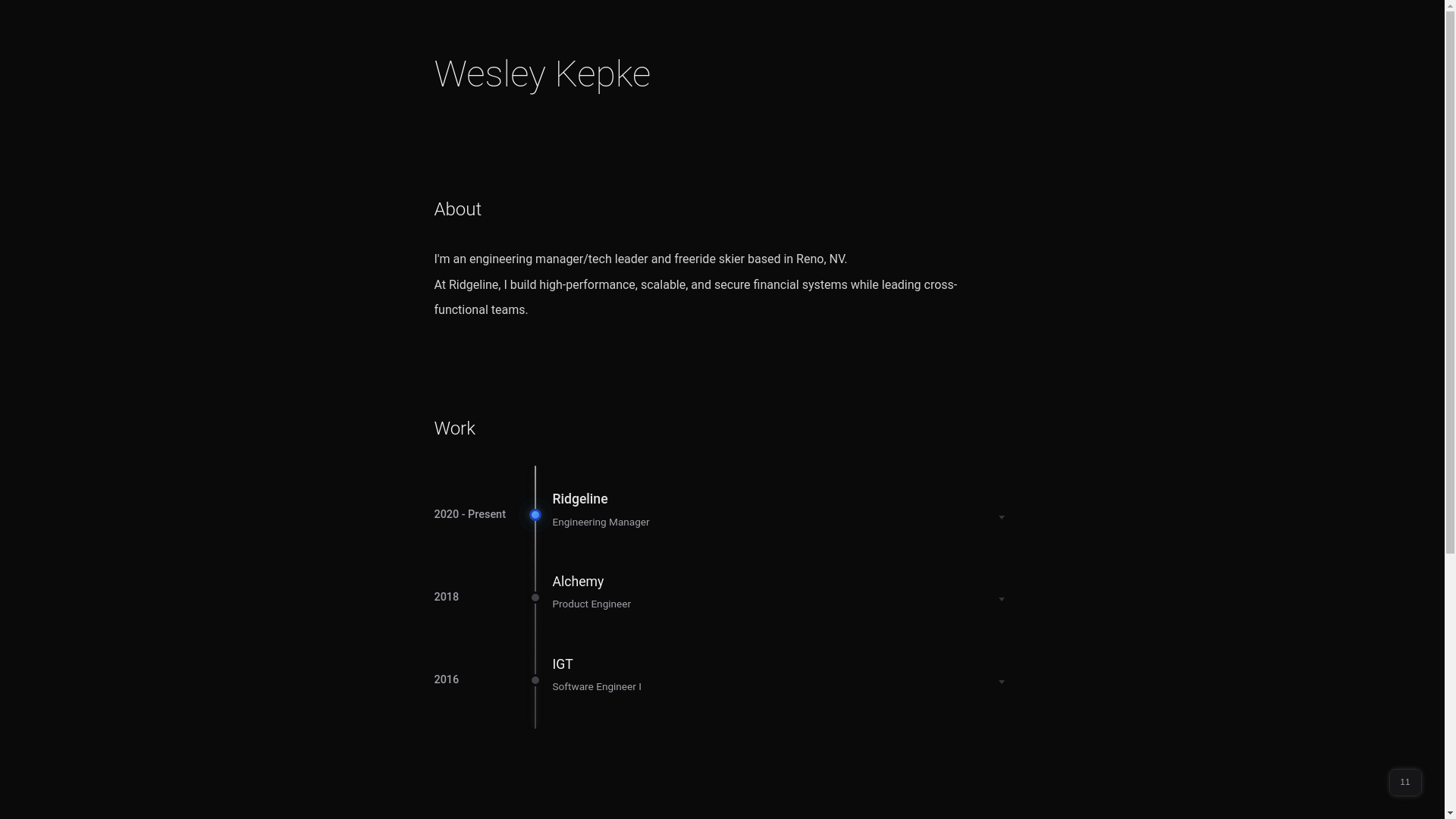 website screenshot of https://wesleykepke.com/