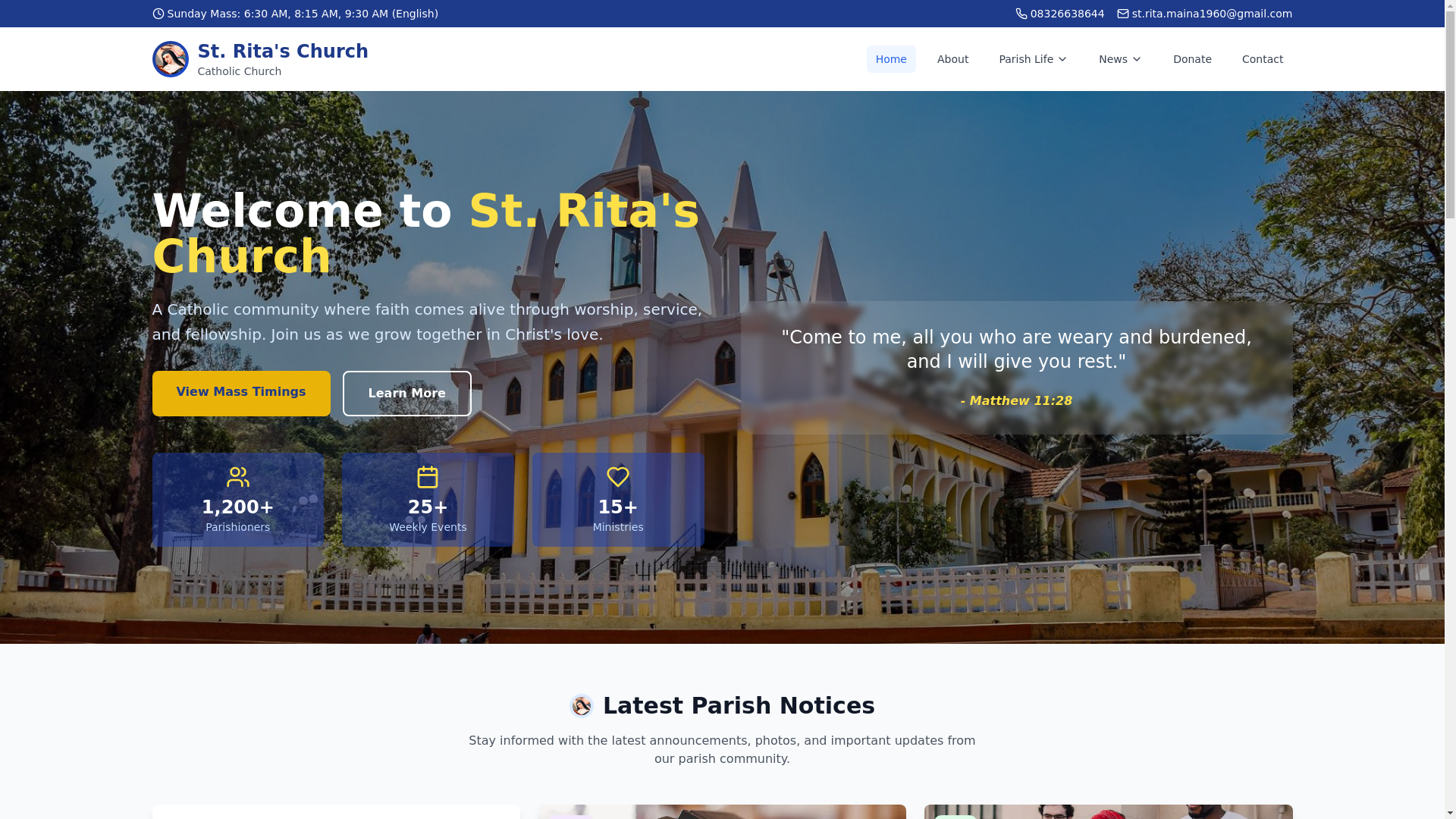 website screenshot of https://saintritamaina.org/