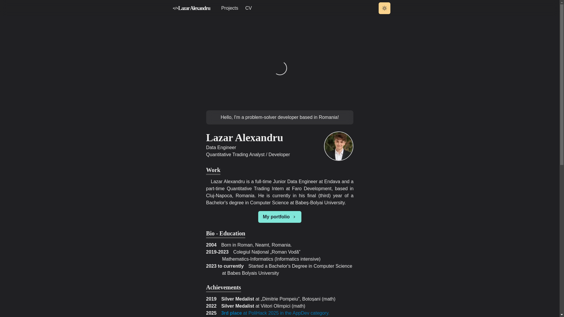 website screenshot of https://lazaralexandru.work/