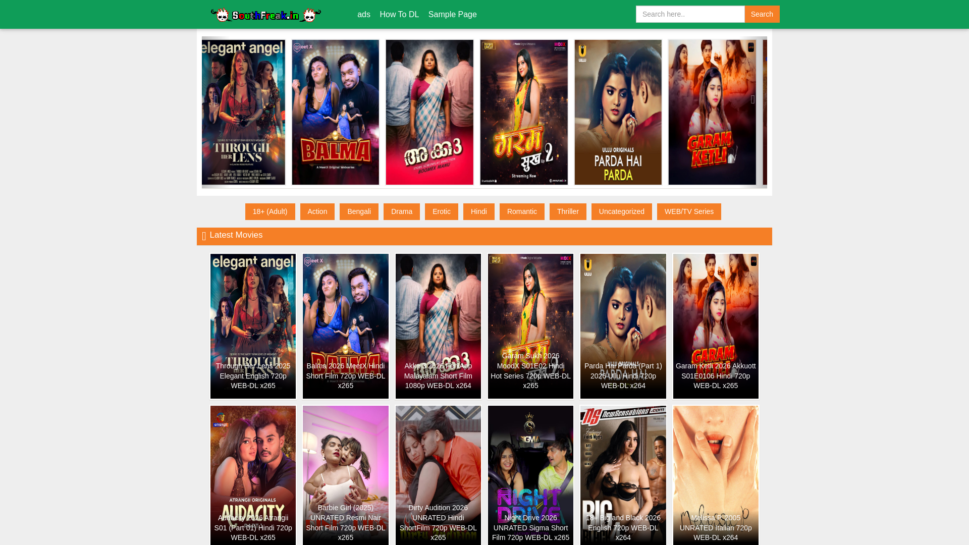 website screenshot of https://southfreak.in/