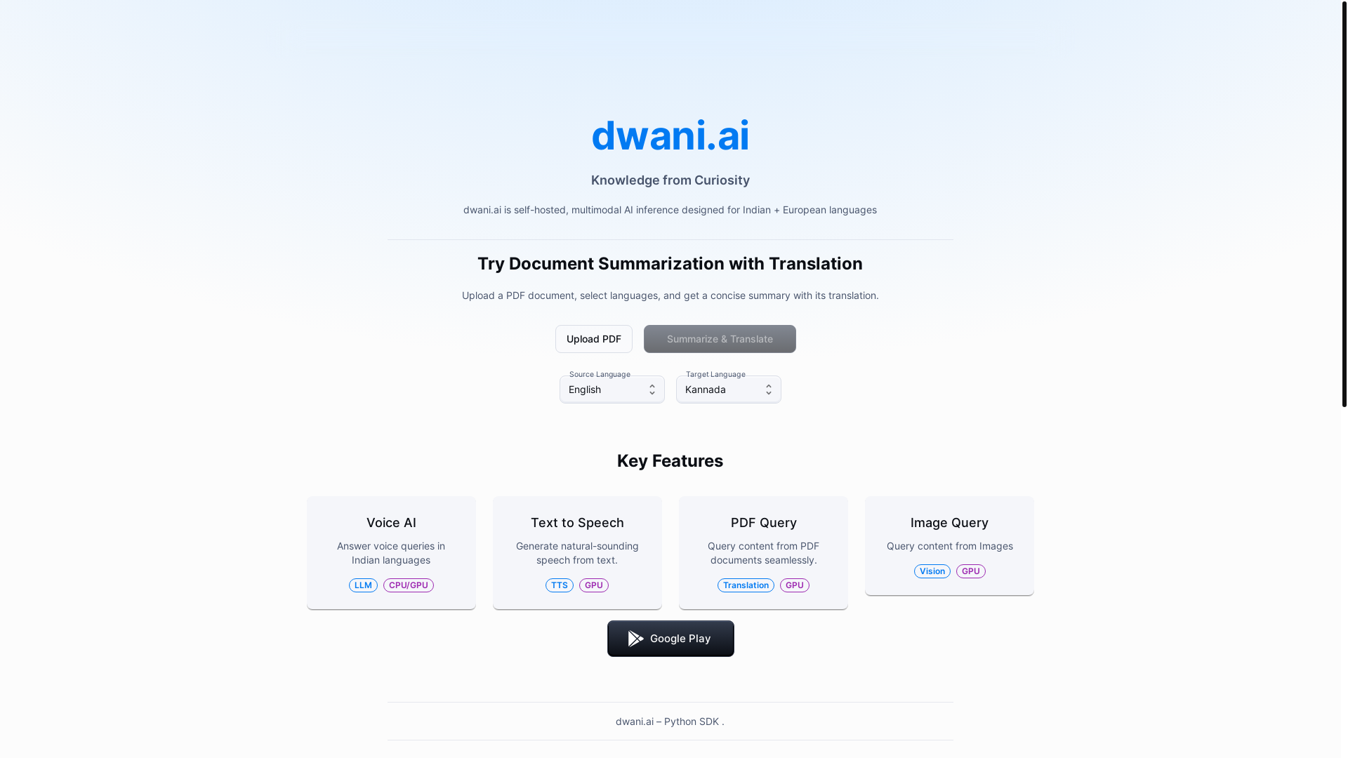 website screenshot of https://dwani-ux.pages.dev/