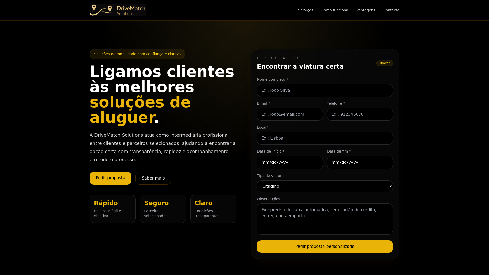 website screenshot of https://drivematchsolutions.pt/