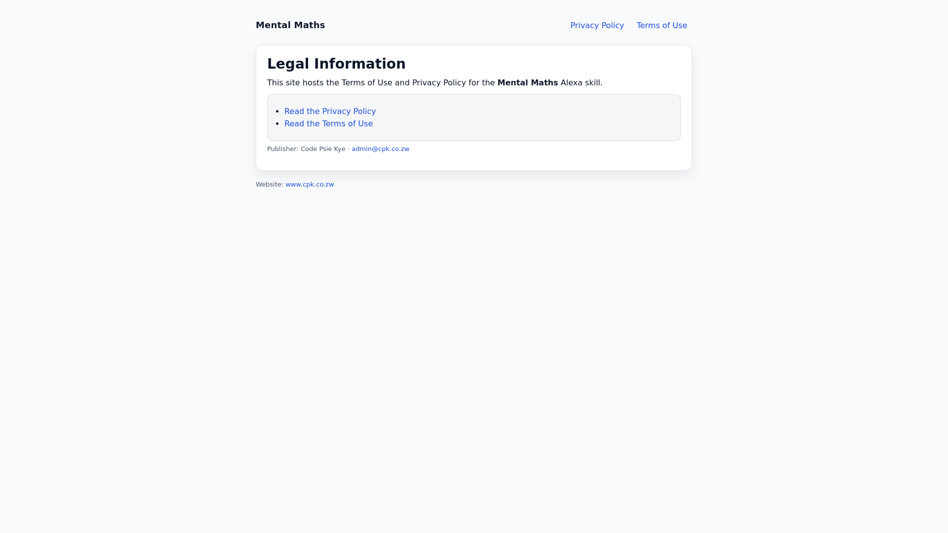 website screenshot of https://mentalmaths.pages.dev/