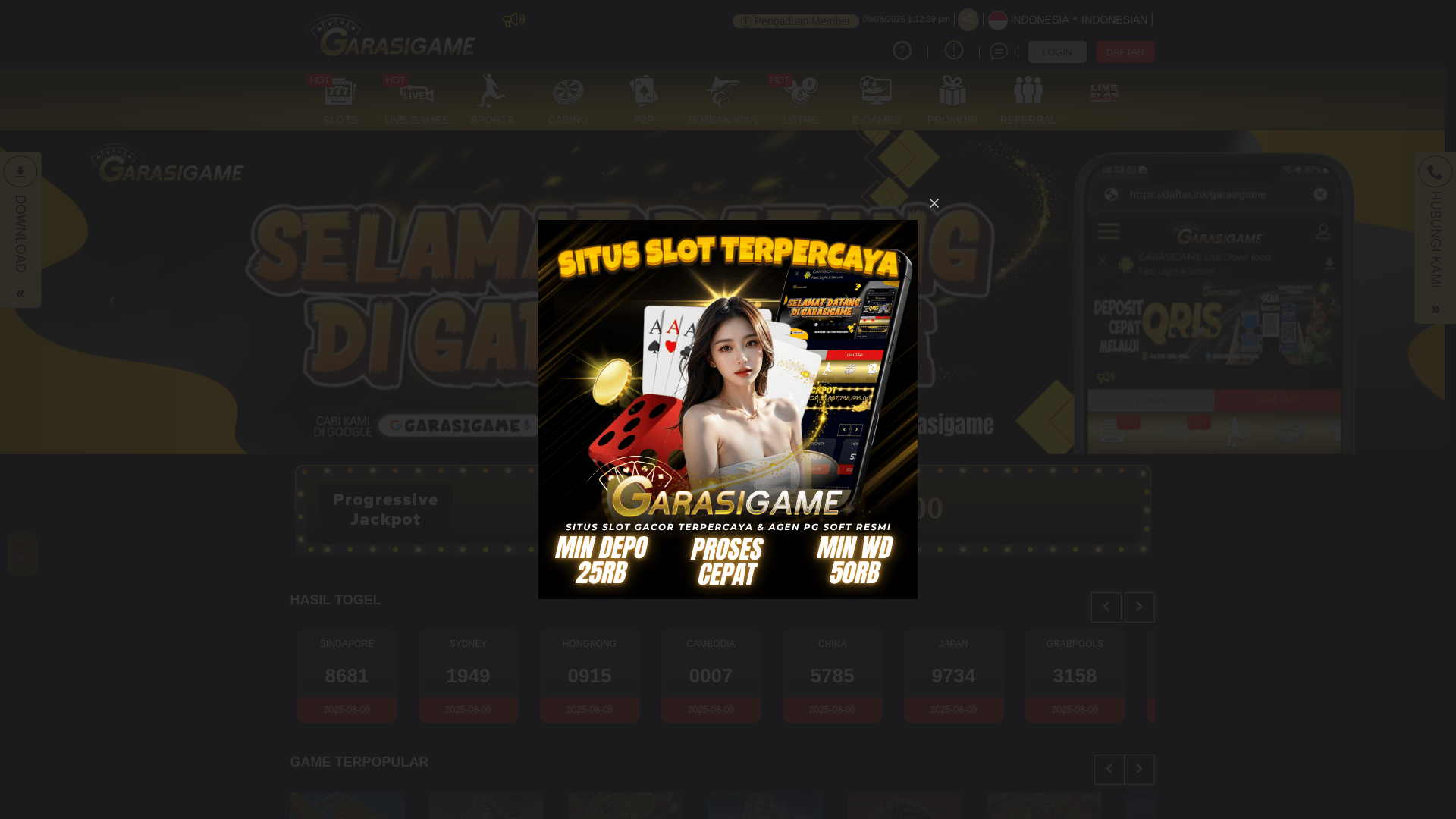 website screenshot of https://garasigamegg16.com/