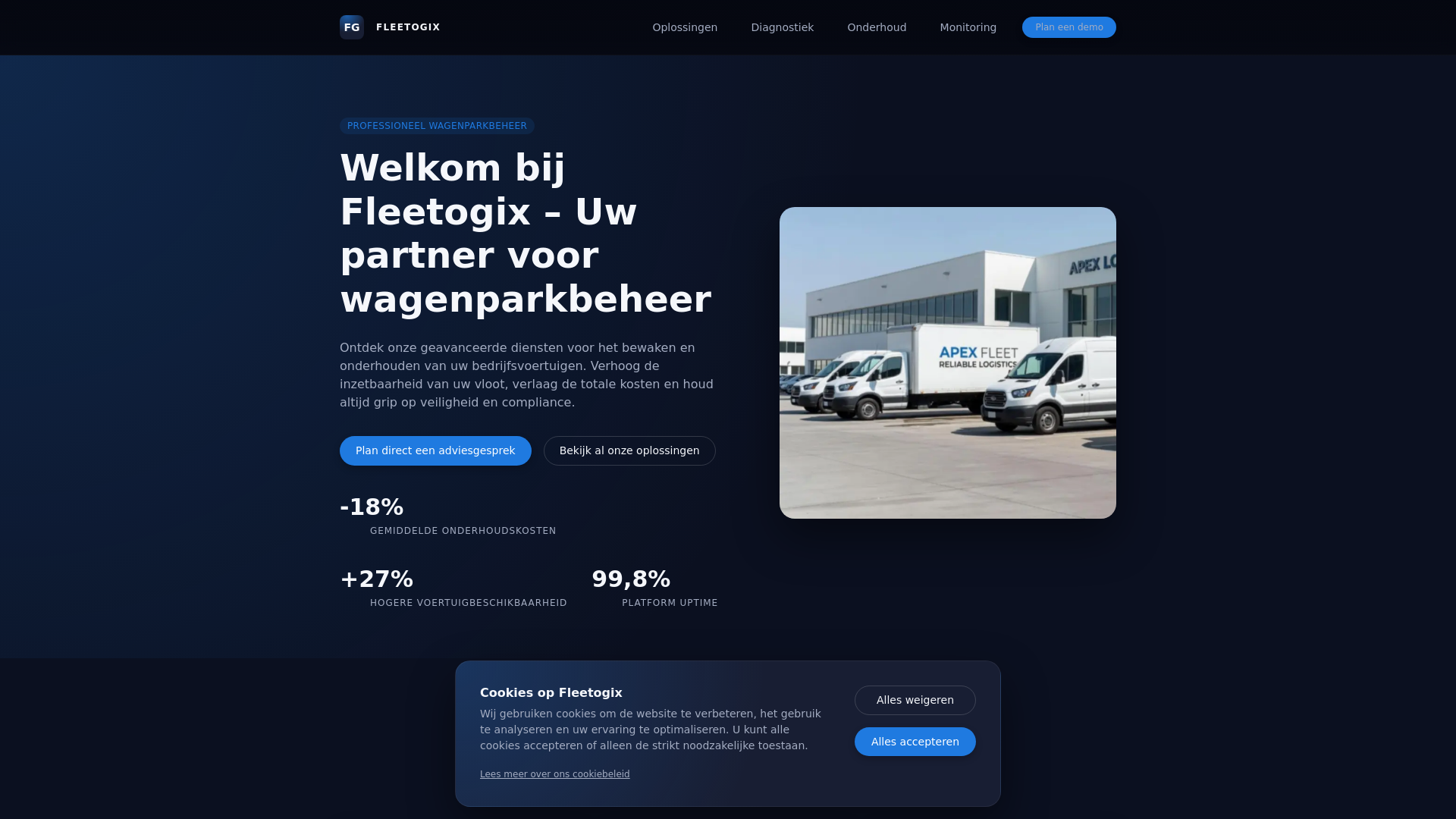 website screenshot of https://fleetogix.com/