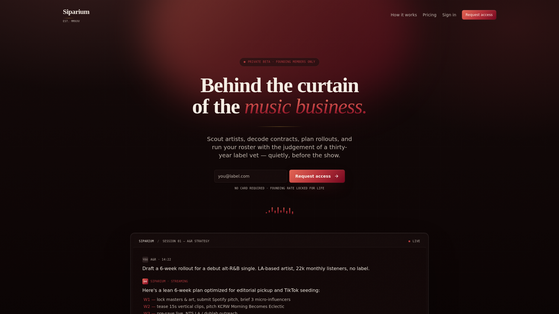 website screenshot of https://siparium.co/