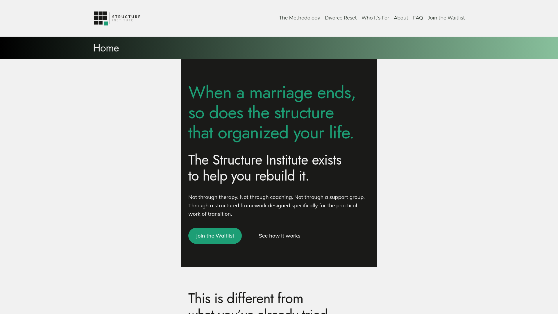 website screenshot of https://structure-institute.com/