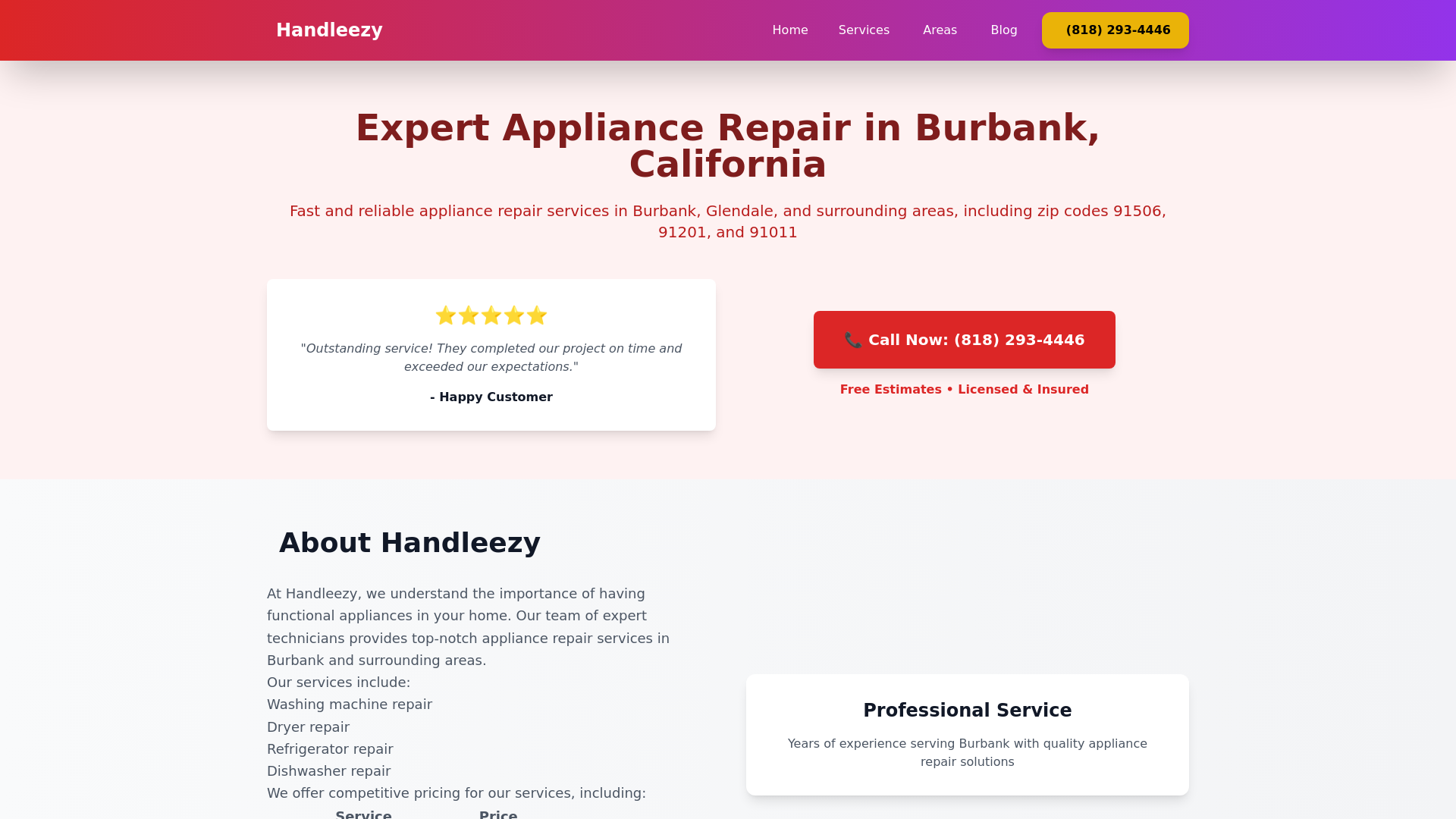 website screenshot of https://appliancerepairburbank.pages.dev/