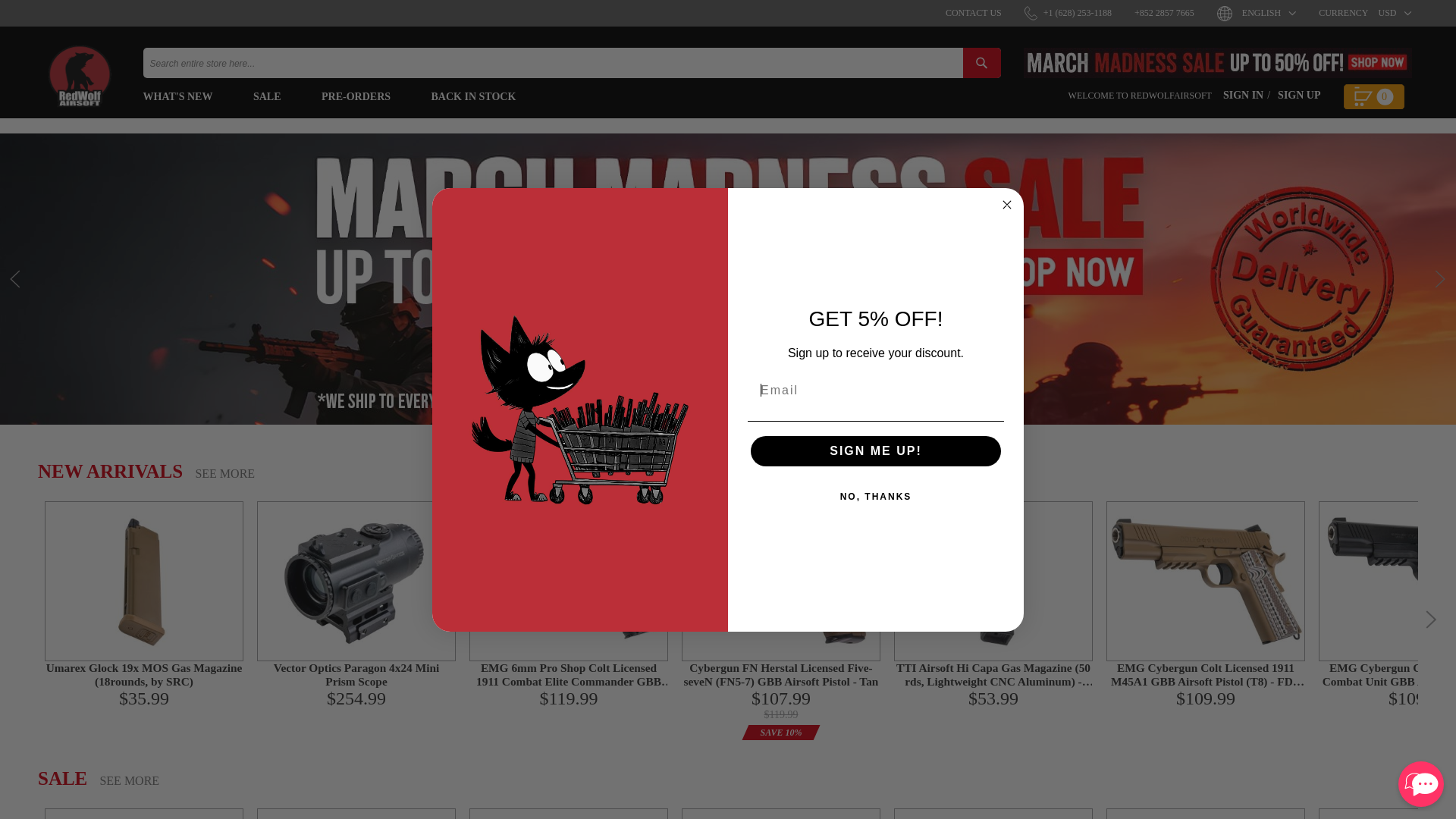 website screenshot of https://redwolfairsoft.com/