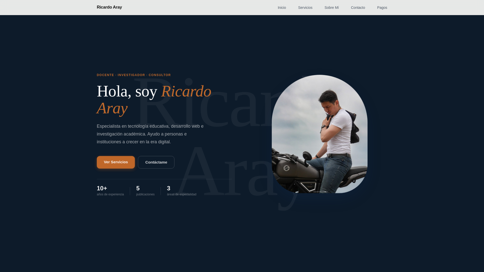 website screenshot of https://ricardoaray.com/