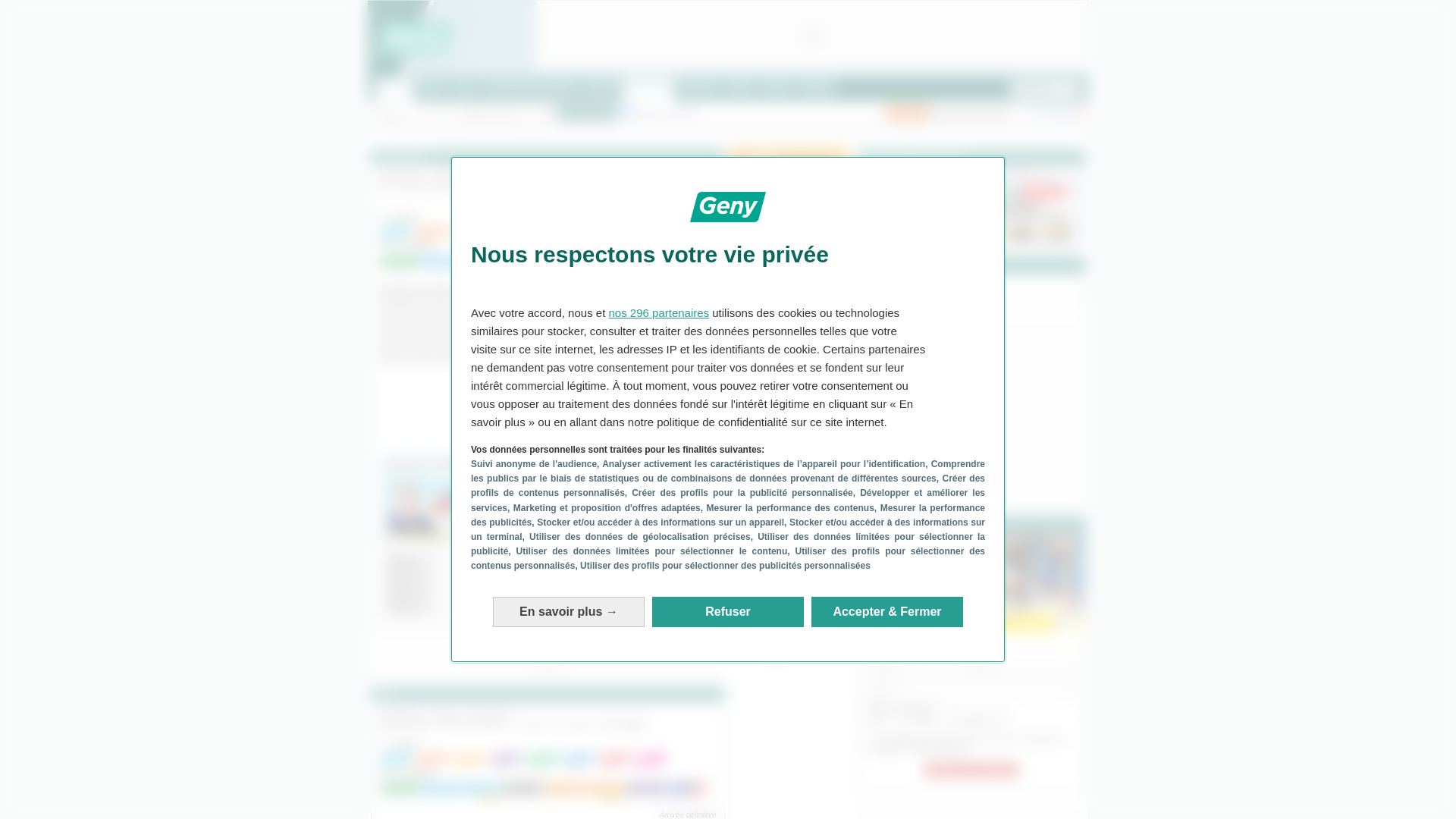 website screenshot of https://www.geny.com