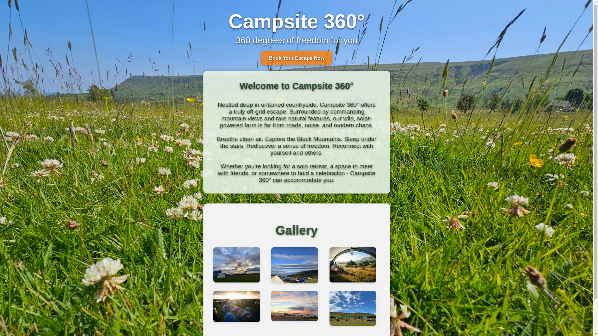 website screenshot of https://campsite360degrees.com/