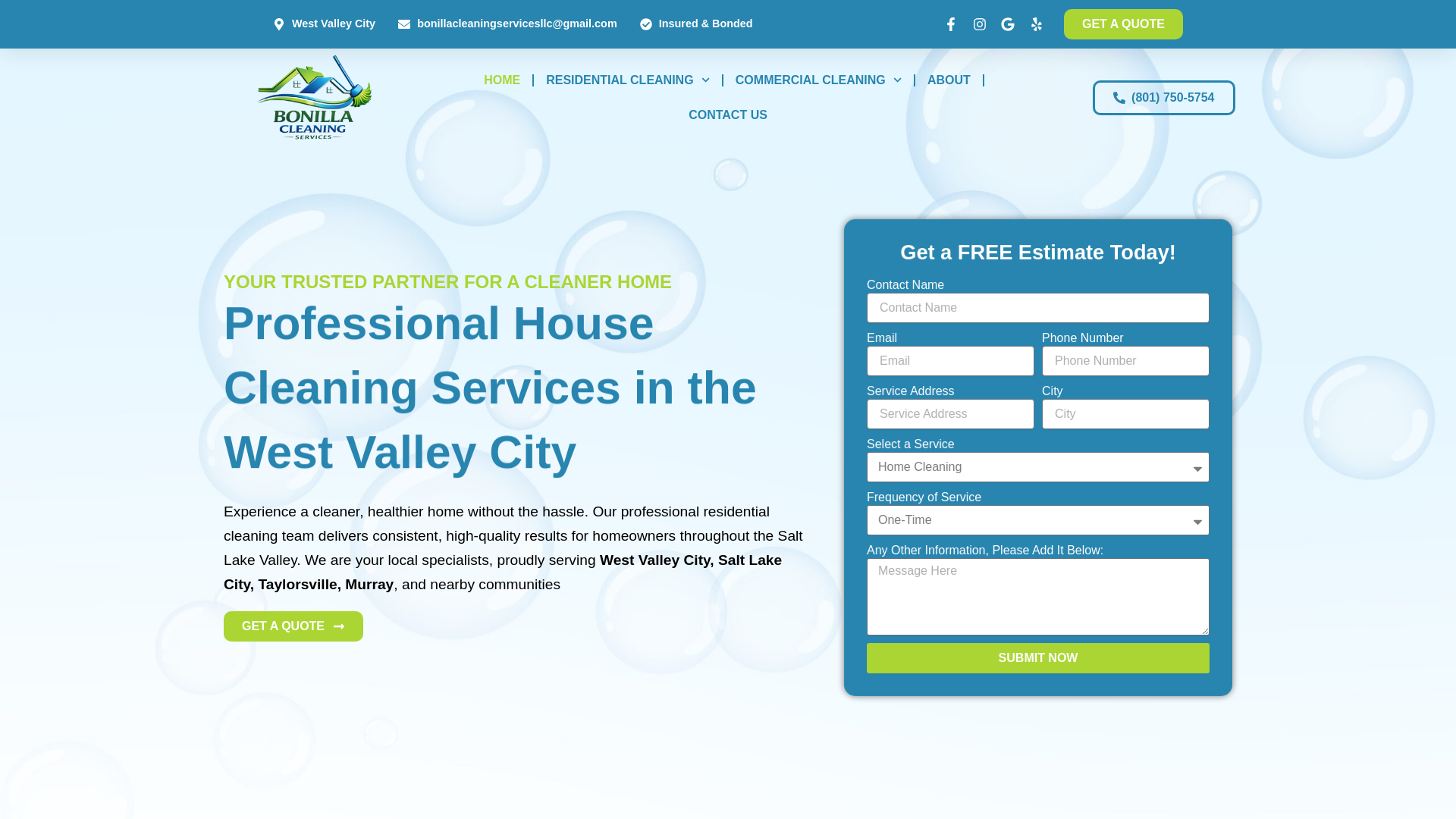 website screenshot of https://bonillacleaningservicesllc.com/