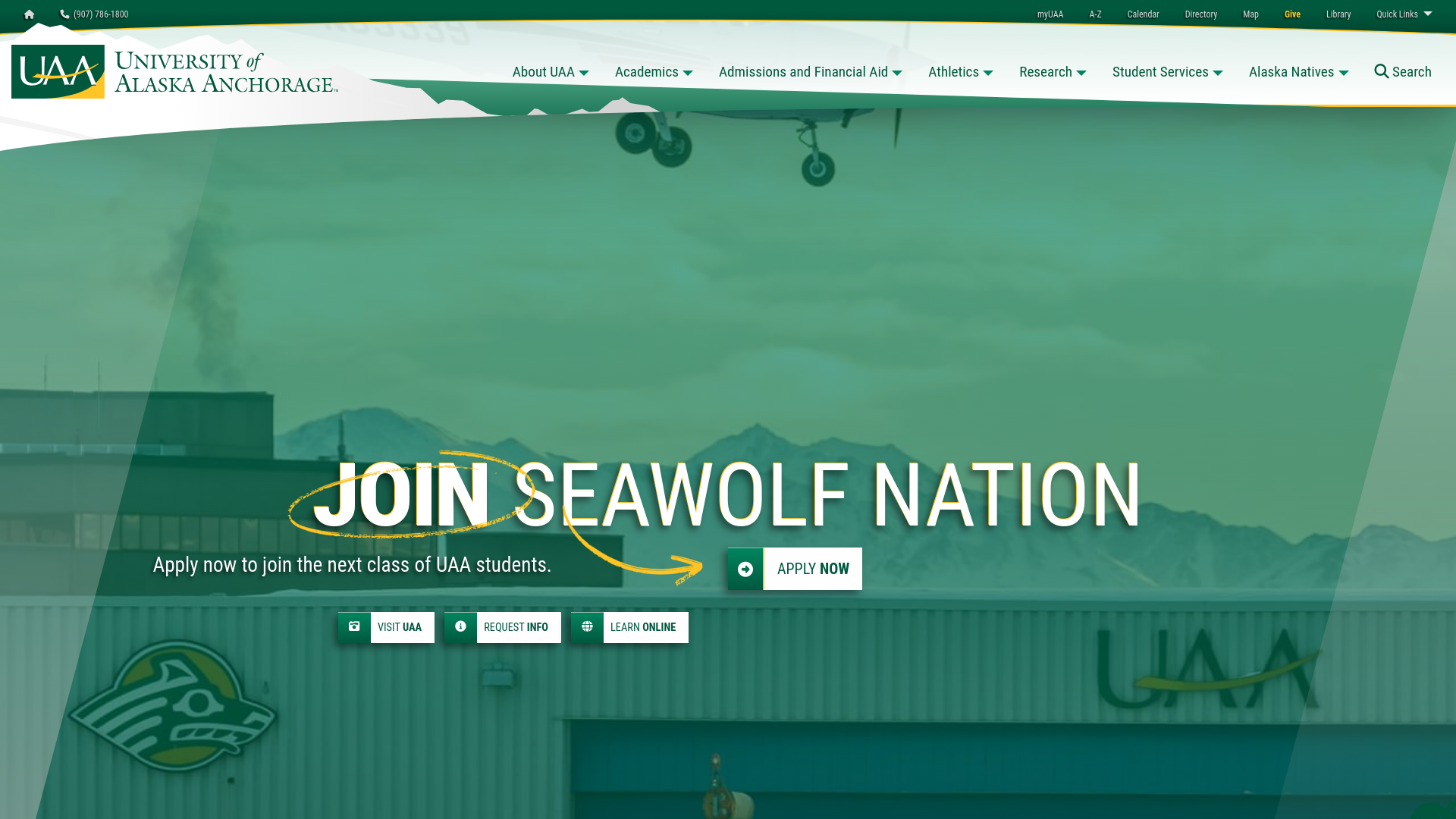 website screenshot of https://uaa.alaska.edu/