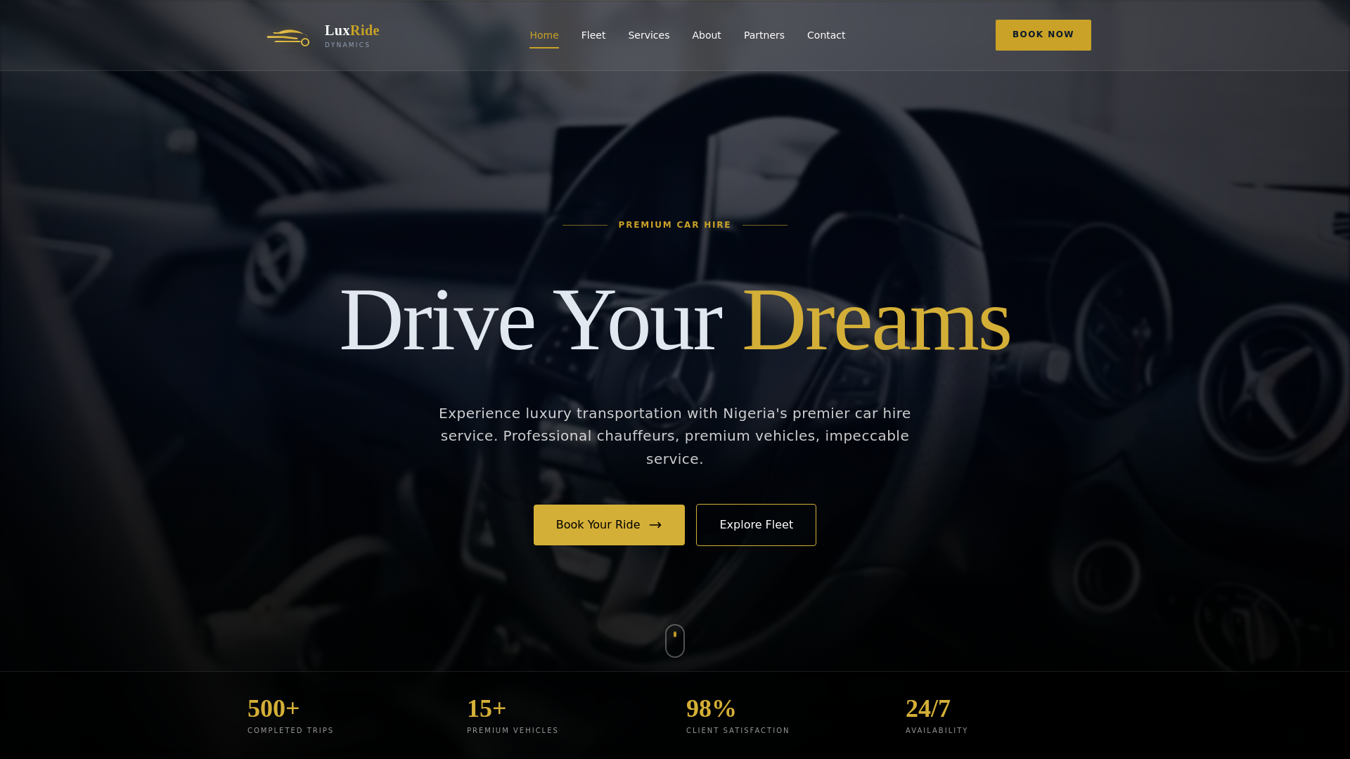 website screenshot of https://luxridedynamics.com/