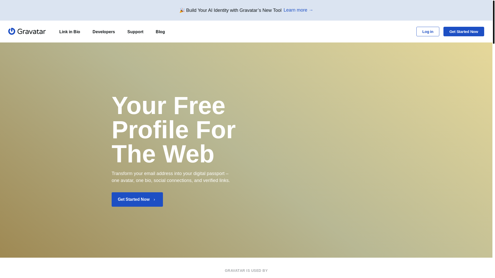 website screenshot of https://gravatar.com/