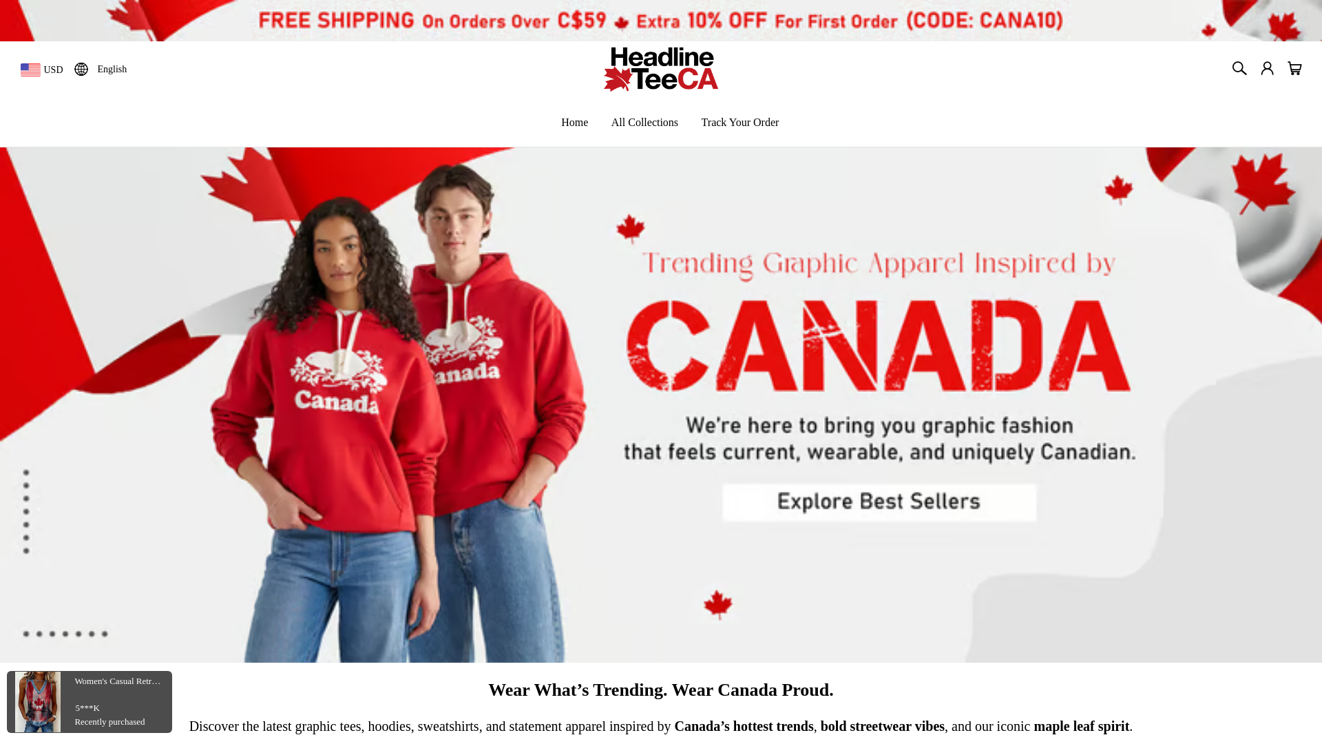 website screenshot of https://headlineteeca.com