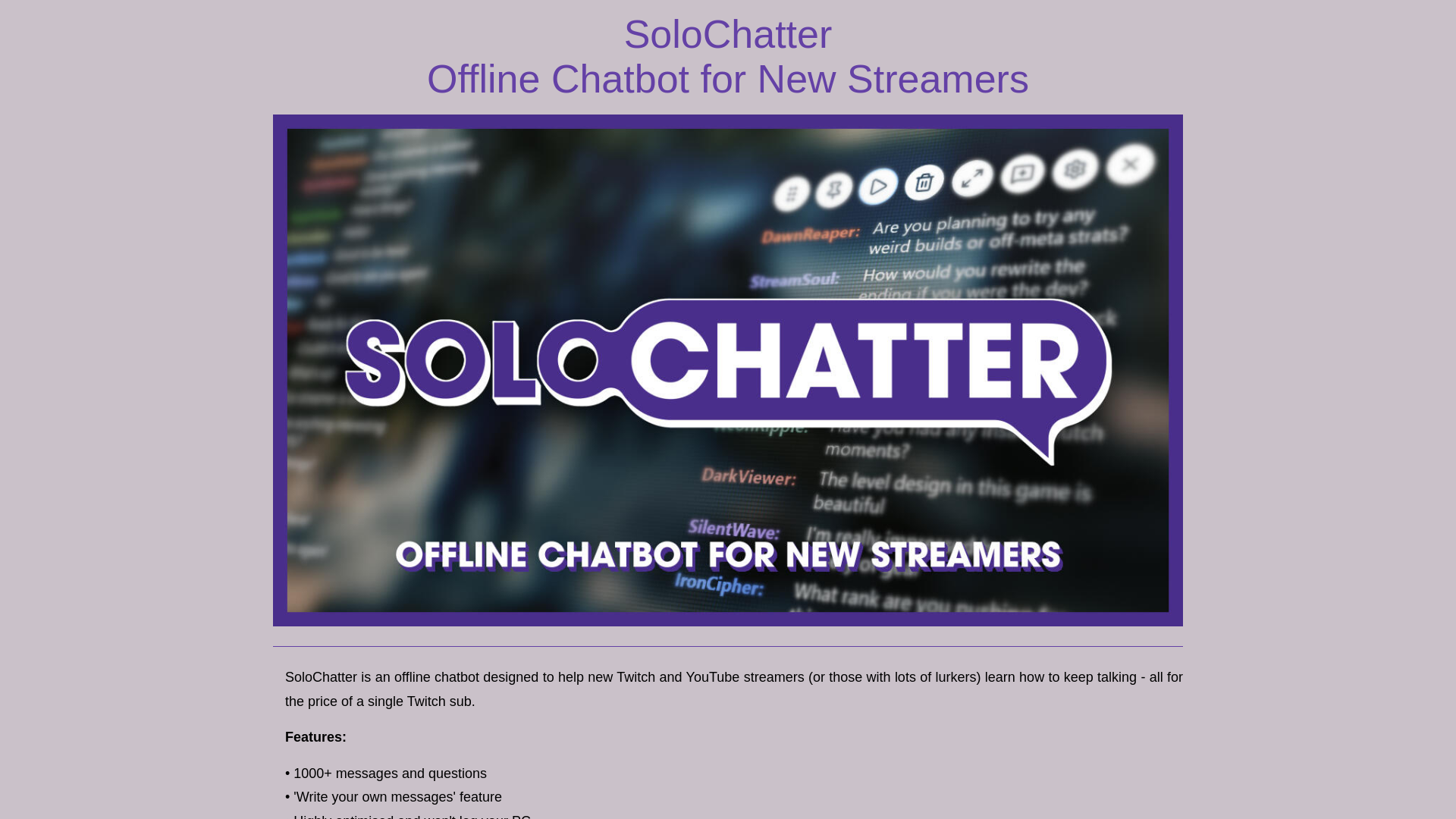 website screenshot of https://solochatter.com