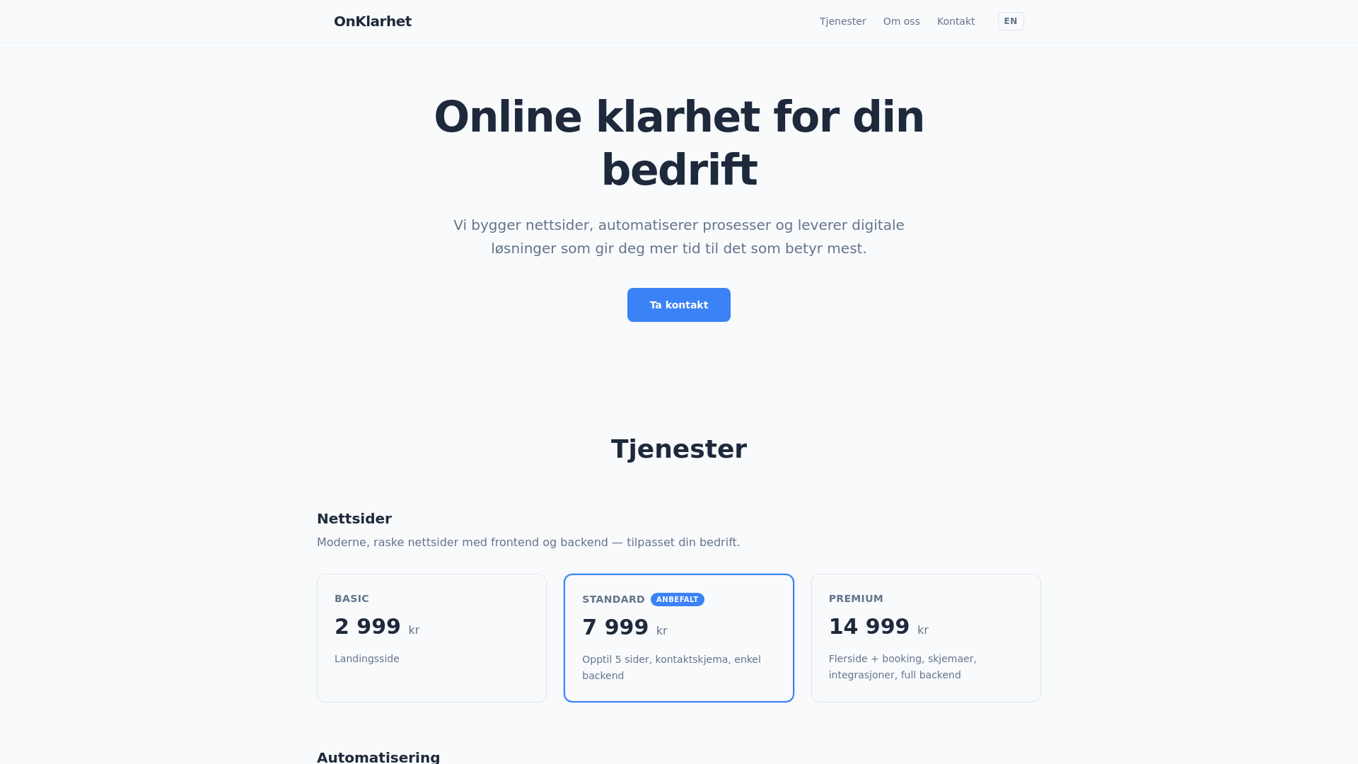 website screenshot of https://onklarhet.pages.dev/