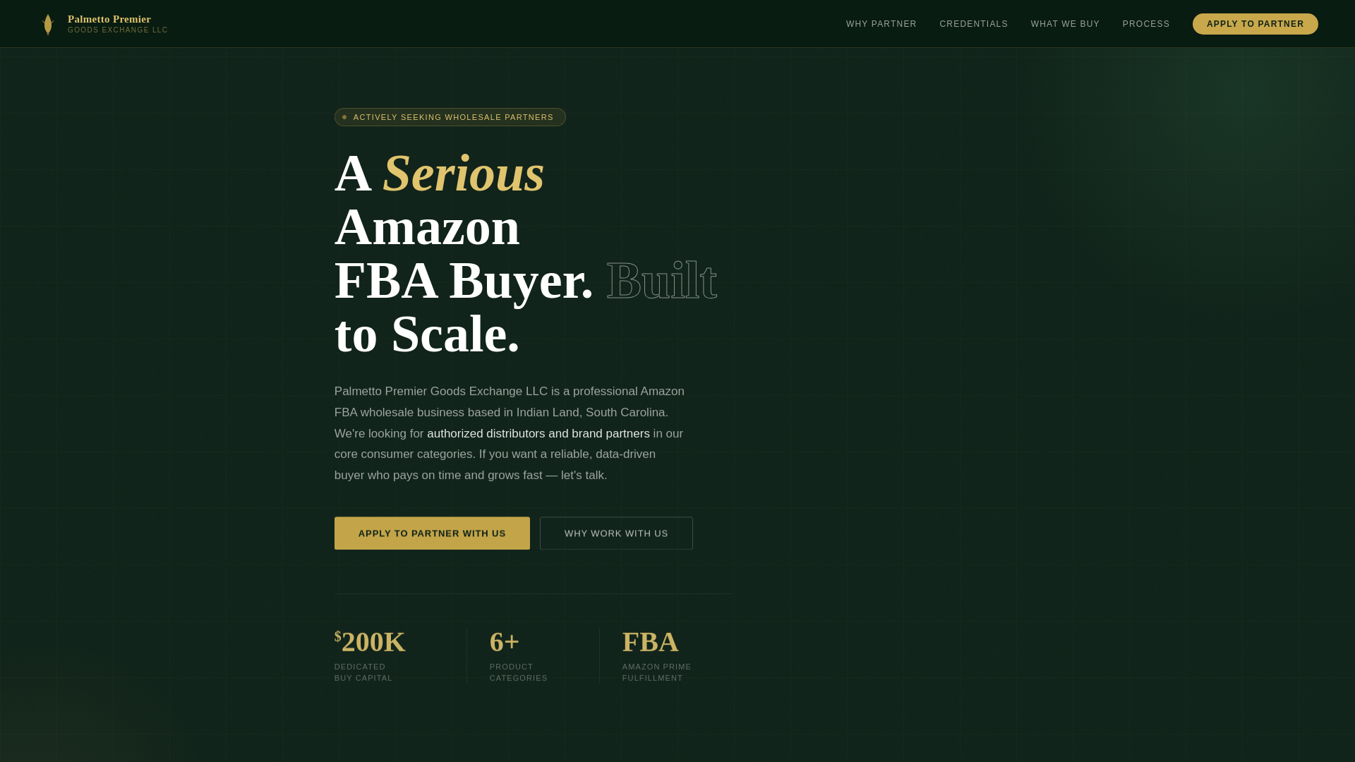 website screenshot of https://palmettopremiergoods.com