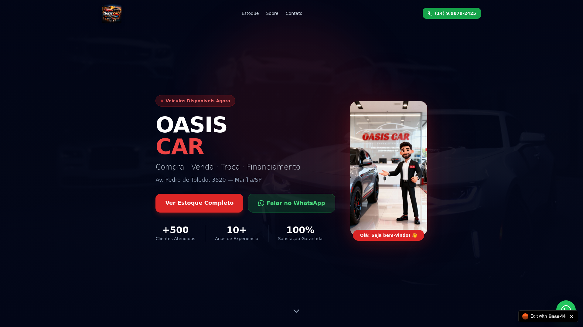 website screenshot of https://oasiscarmarilia.com.br/