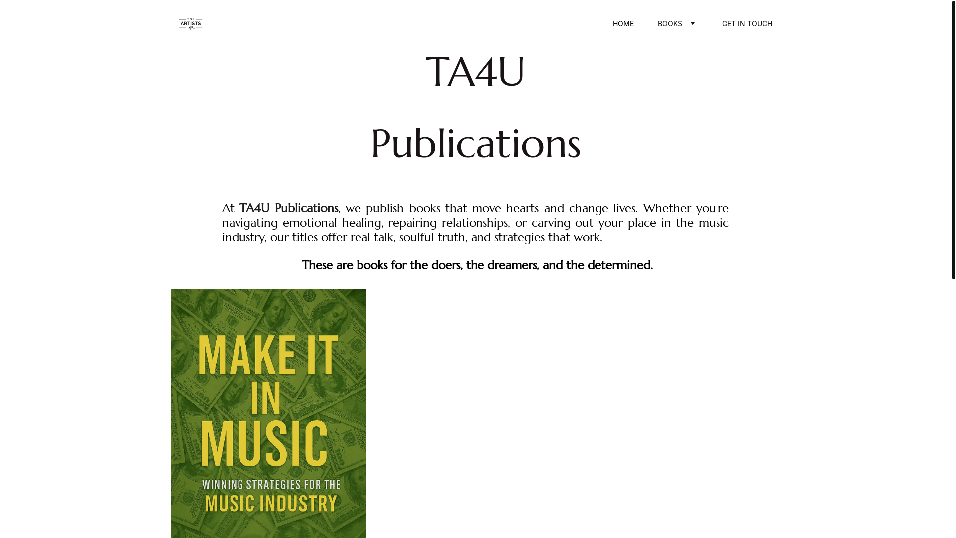 website screenshot of https://ta4upublications.com/
