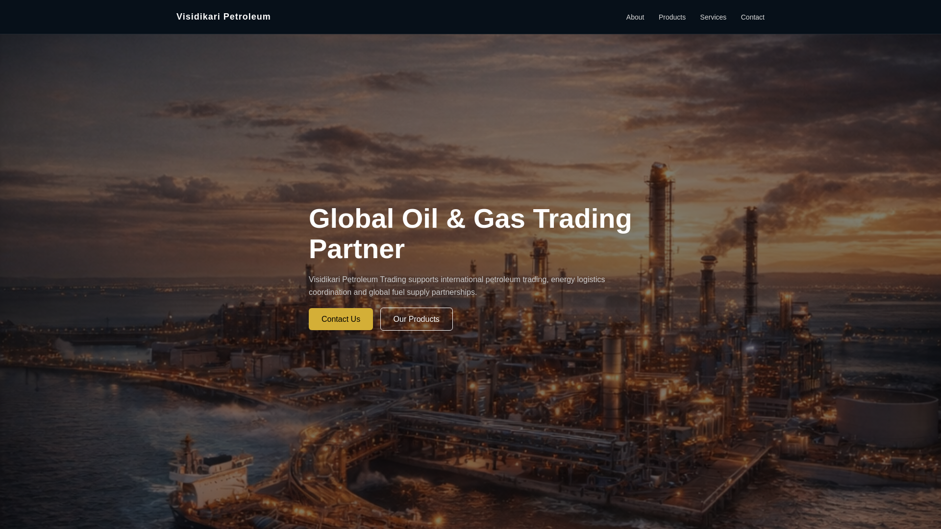 website screenshot of https://visidikaripetroleum.com/