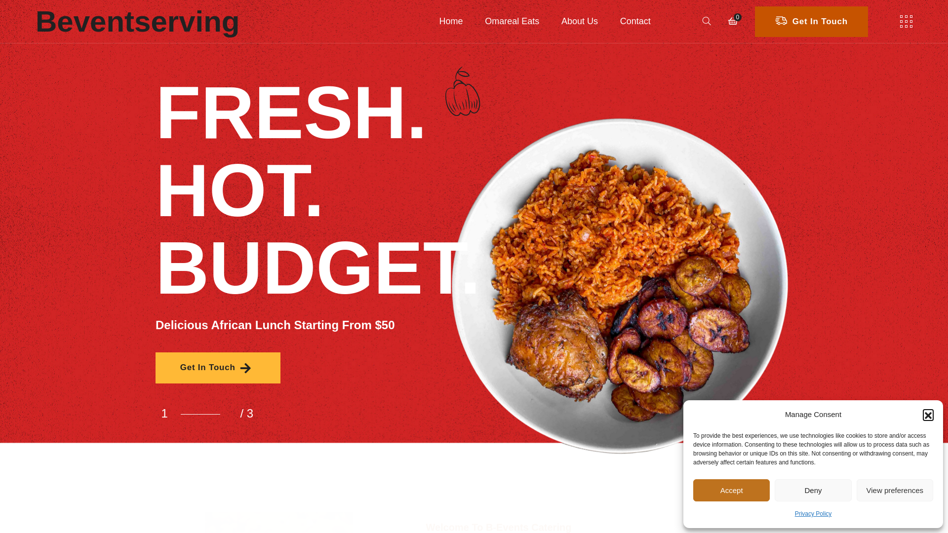 website screenshot of https://beventscatering.com/
