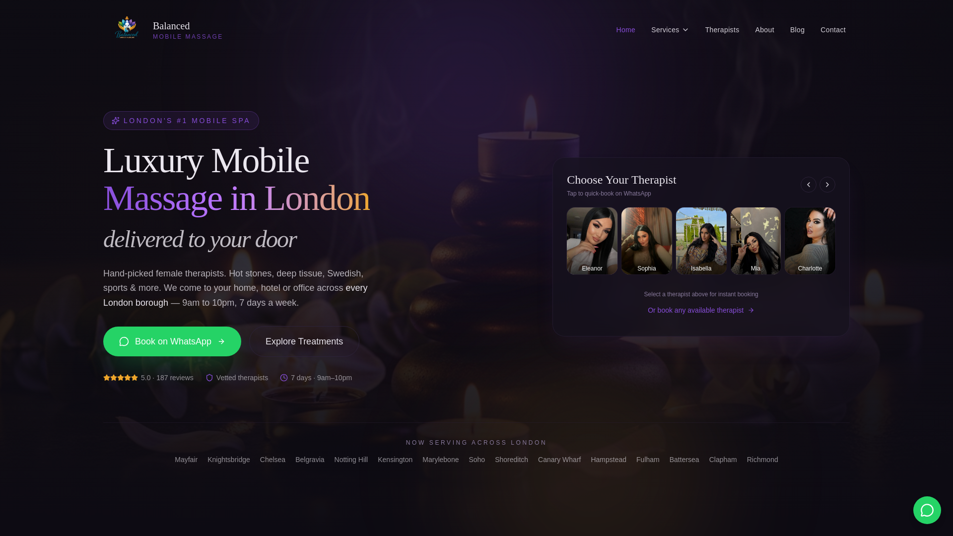 website screenshot of https://balancedmobilemassage.co.uk/