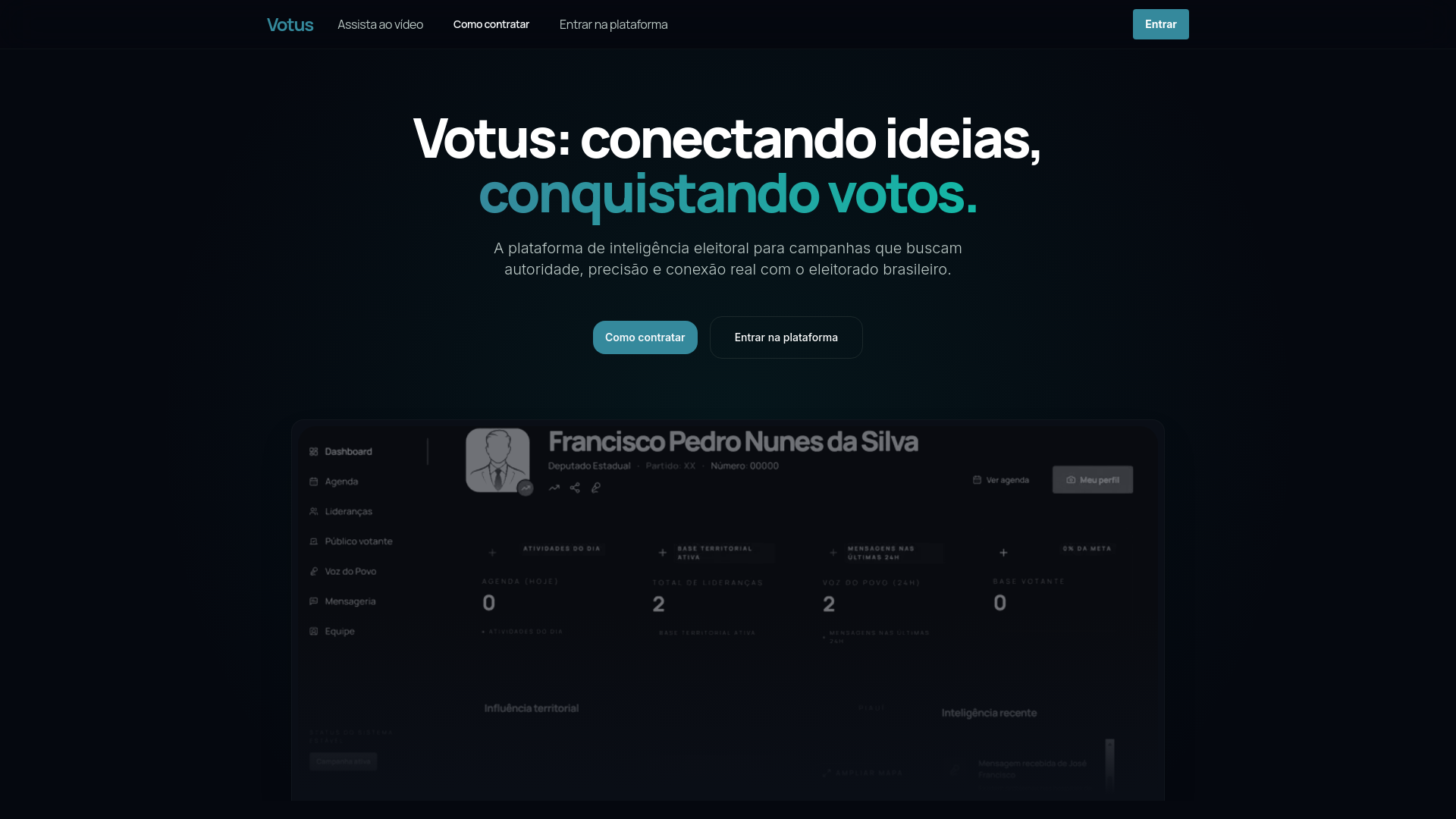 website screenshot of https://votuscampanha.com.br