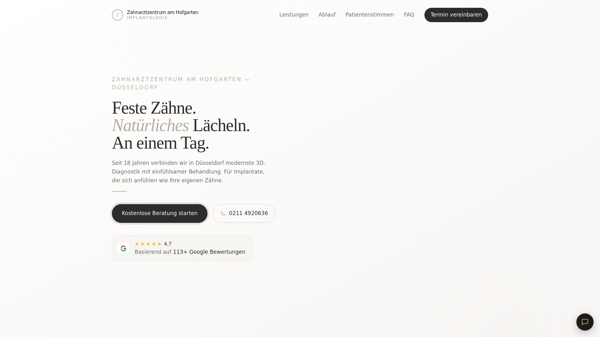 website screenshot of https://zahnarztzentrum-am-hofgarten.pages.dev/