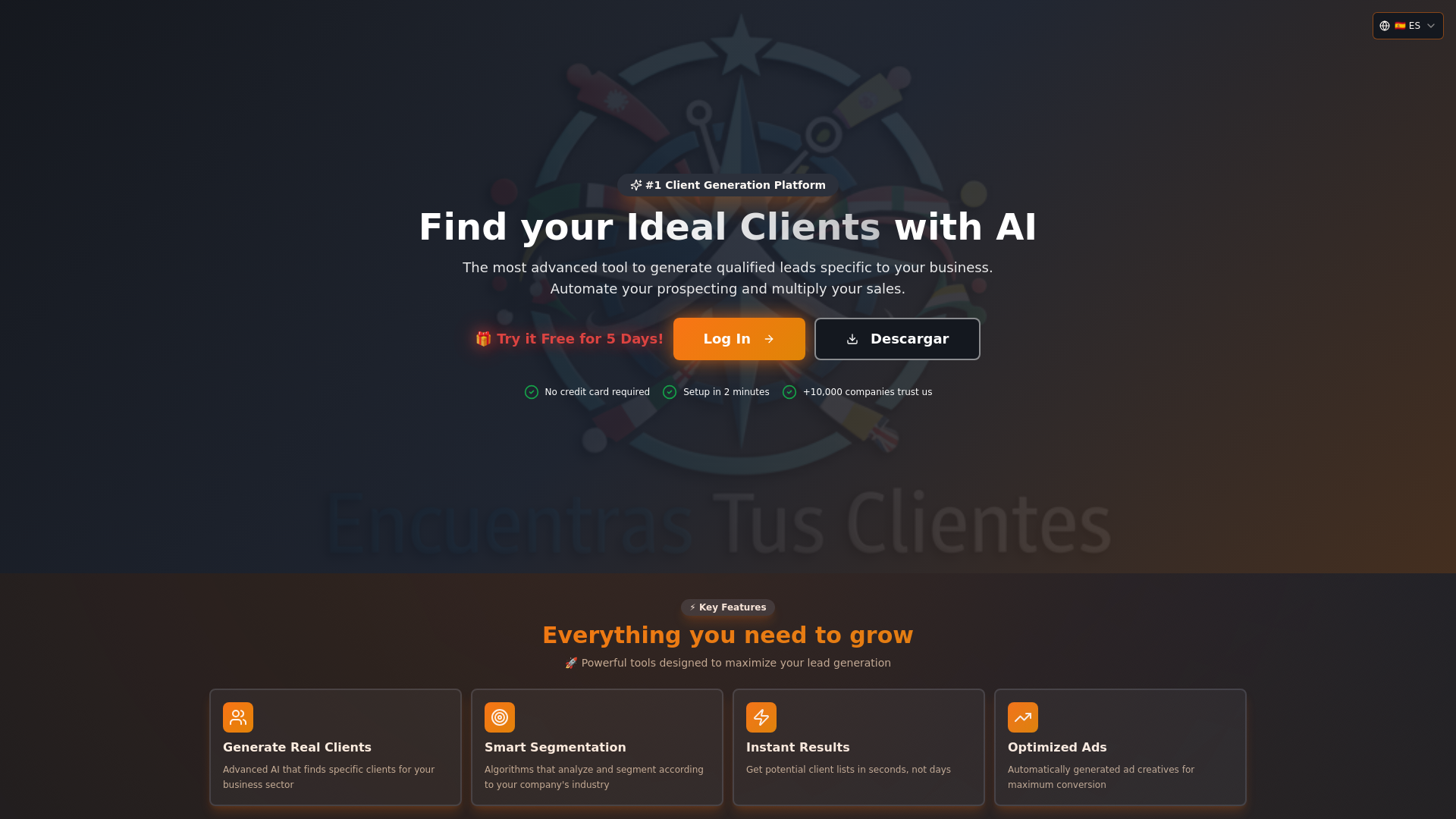 website screenshot of https://encuentratusclientespotencialesconia.com