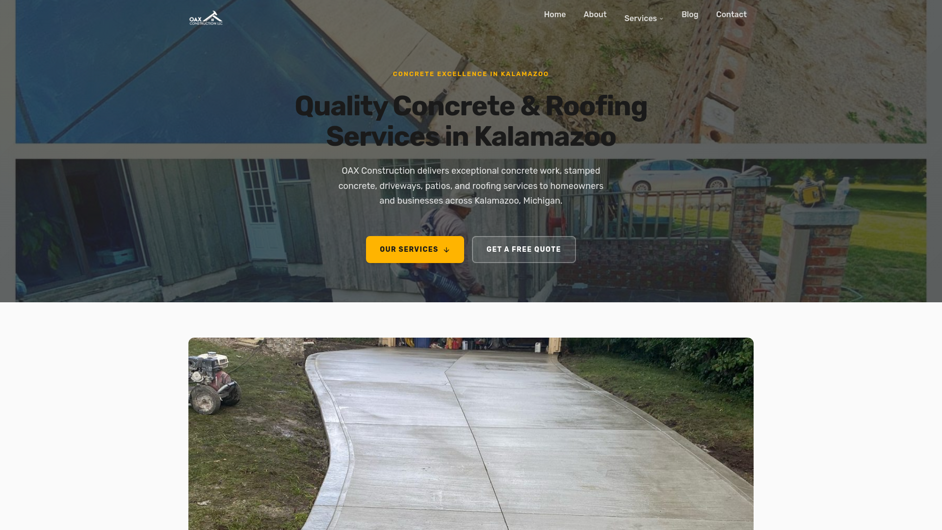 website screenshot of https://oax-construction-website-dxk.pages.dev/