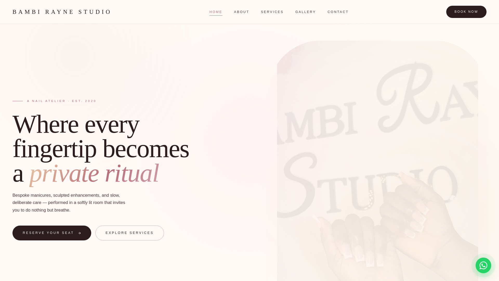 website screenshot of https://bambiraynestudio.com/